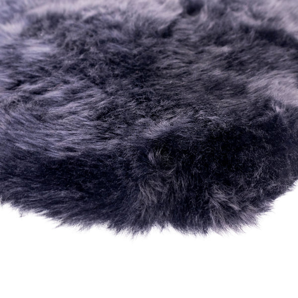 Round Chair Mat Long Wool - Black - 37cm Diameter - Australian Merino Sheepskin