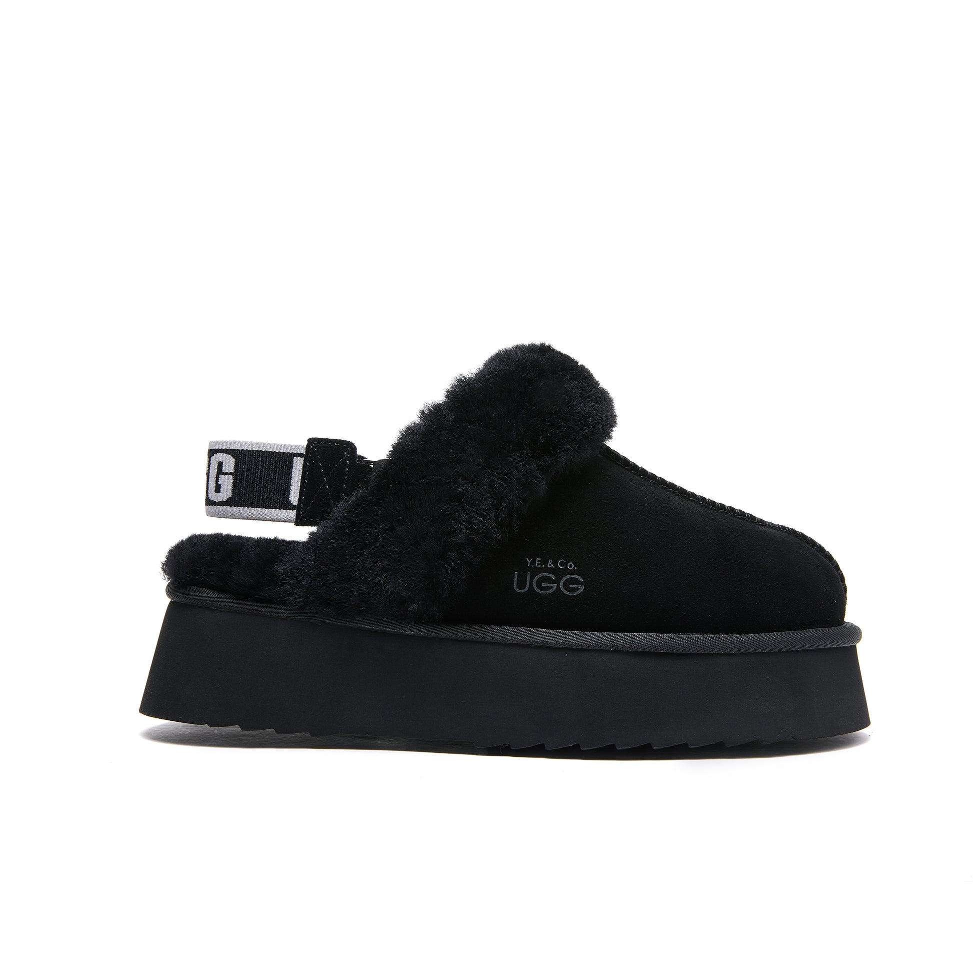 Classic Lady's Scuff - Platform Sole Premium Australian Sheepskin UGG Slippers - Black