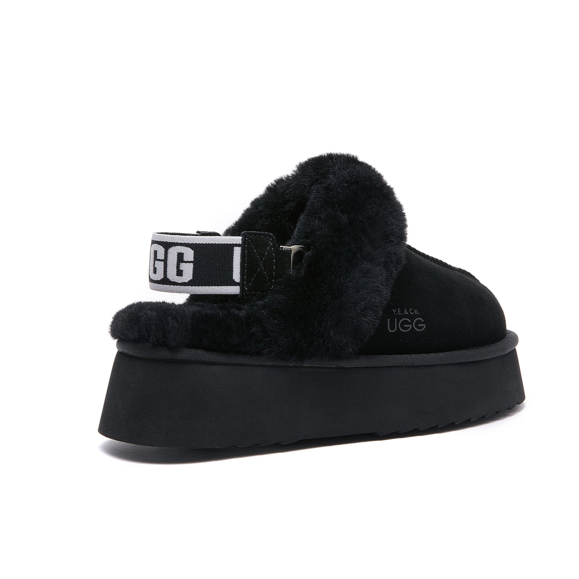 Classic Lady's Scuff - Platform Sole Premium Australian Sheepskin UGG Slippers - Black