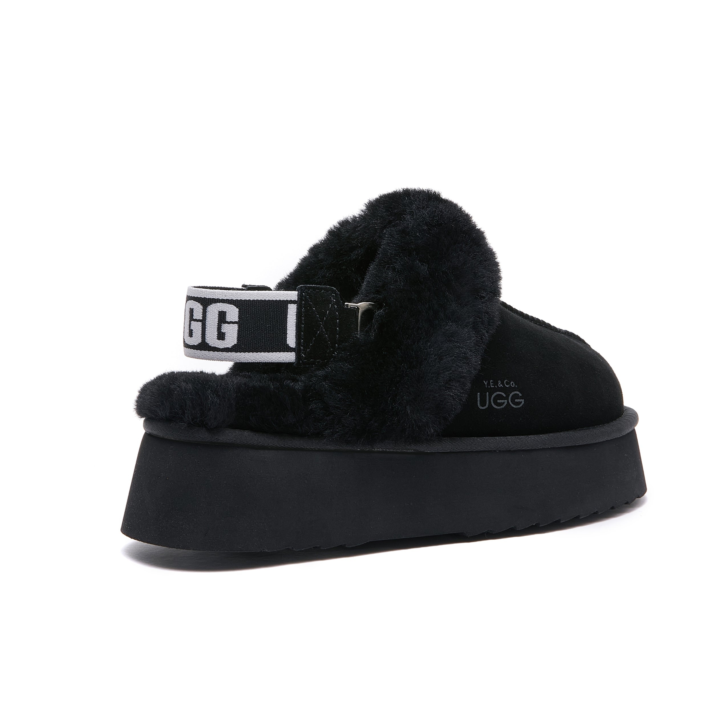 Classic Lady's Scuff - Platform Sole Premium Australian Sheepskin UGG Slippers - Black