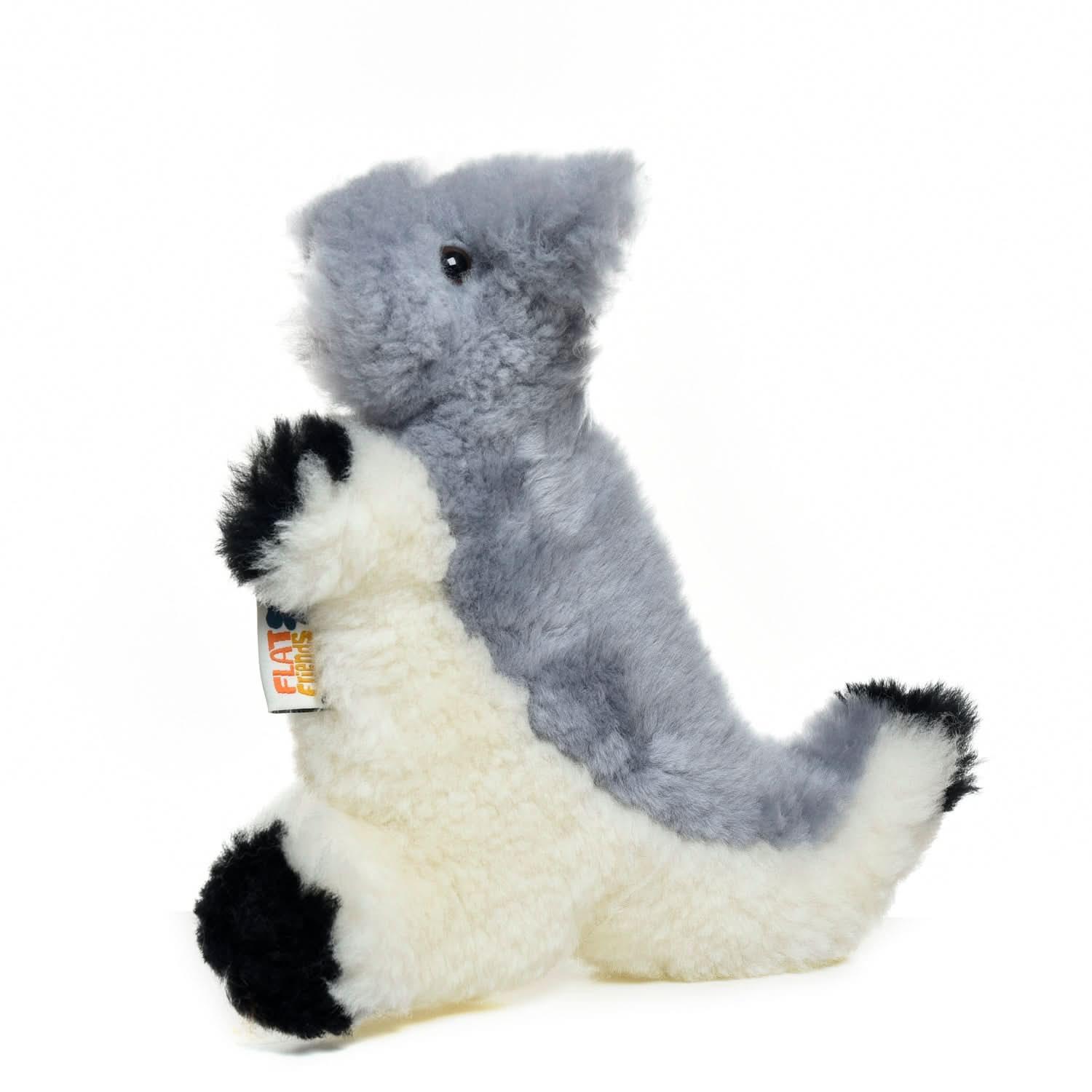 Soft plush koala toy in grey and white with black paws, sitting upright against white background. - Yellow Earth Australia