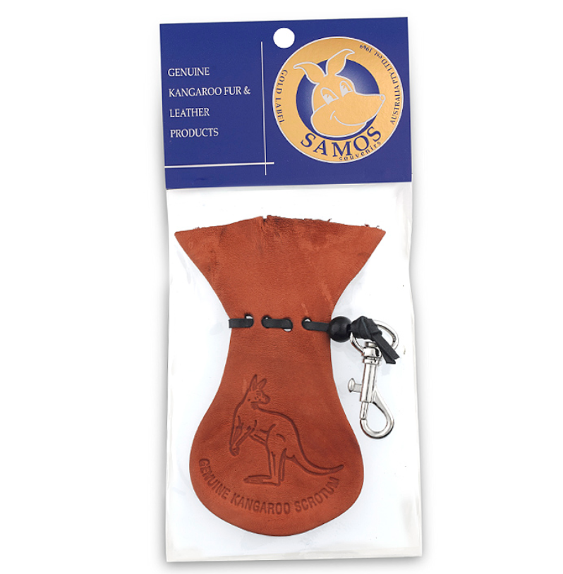 Genuine Kangaroo Leather Scrotum Pouch Keyring — Small
