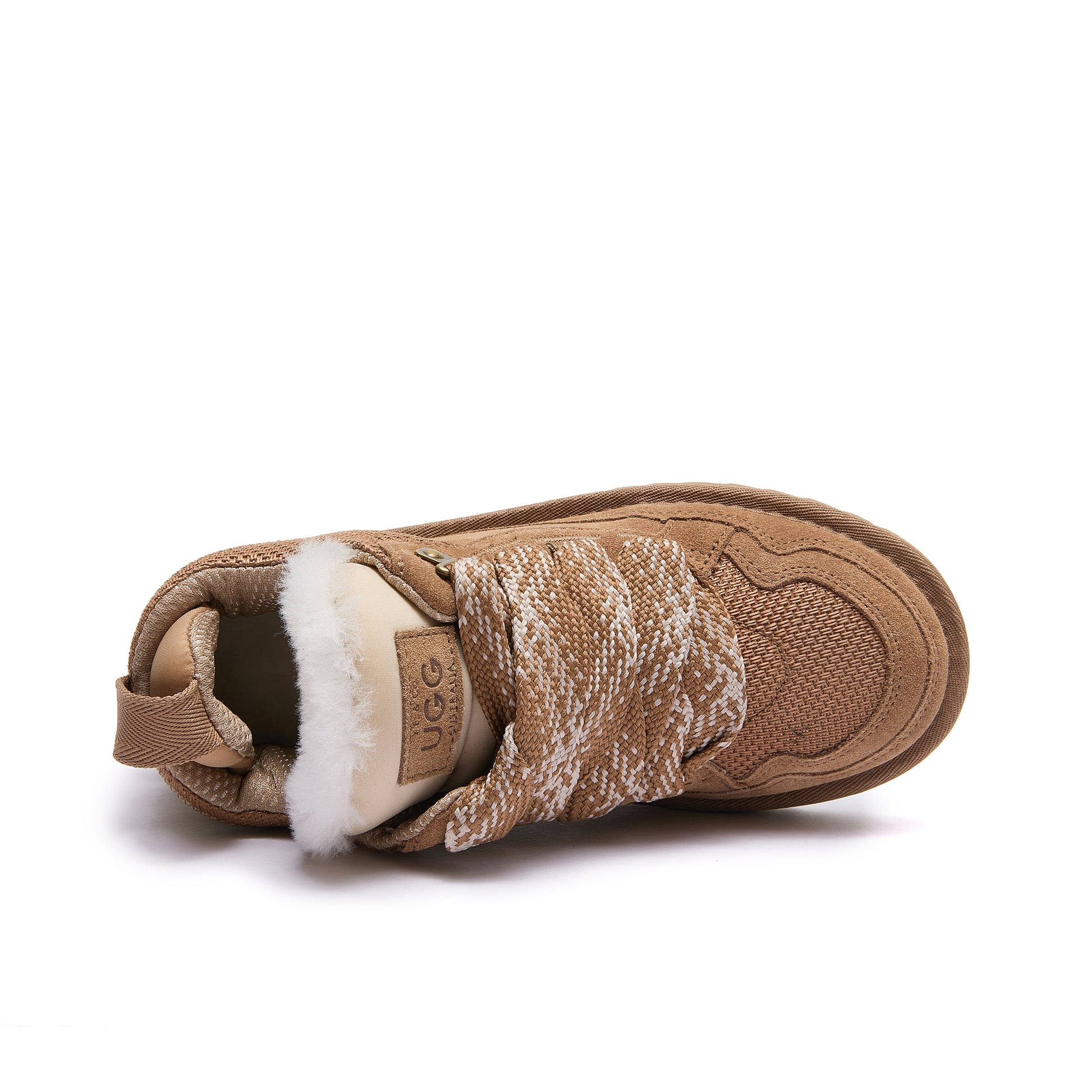 Leslie Chunky Sheepskin-Lined Sneaker in Chestnut - Top View
