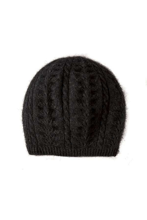 Possum Merino Wool Silk Cable Beret - Made in New Zealand - Charcoal - Yellow Earth Australia