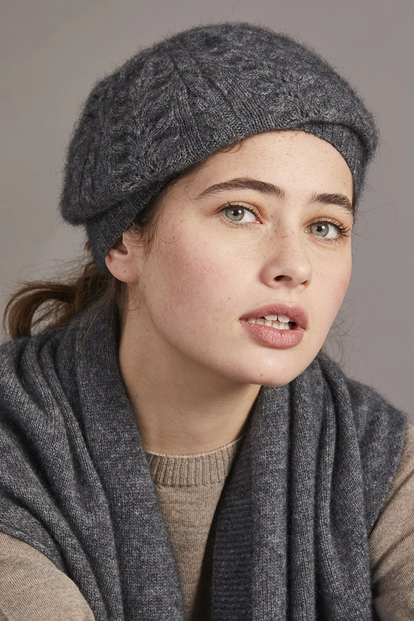 Possum Merino Wool Silk Cable Beret - Made in New Zealand
