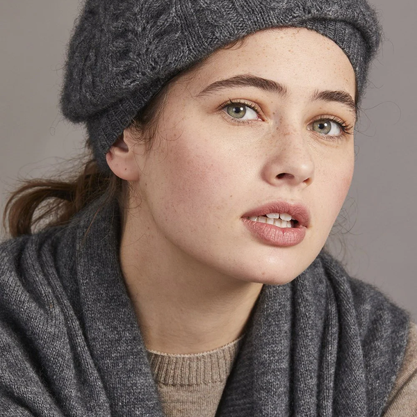 Possum Merino Wool Silk Cable Beret - Made in New Zealand