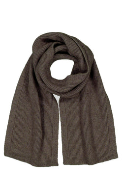 Possum Merino Wool Silk Fine Rib Scarf - Made in New Zealand - Bark - Yellow Earth Australia