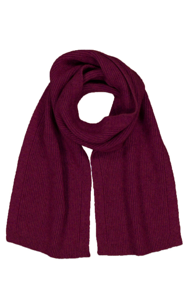 Possum Merino Wool Silk Fine Rib Scarf - Made in New Zealand - Berry - Yellow Earth Australia
