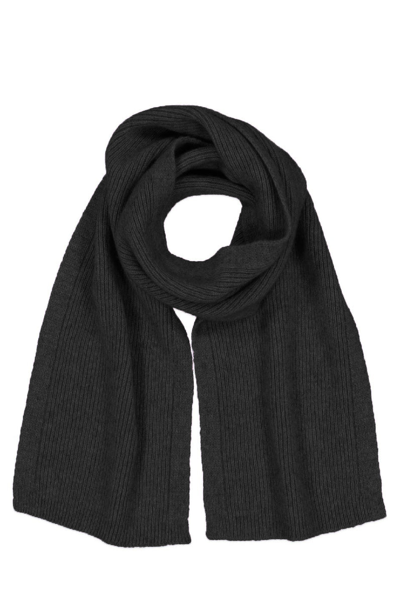 Possum Merino Wool Silk Fine Rib Scarf - Made in New Zealand - Charcoal - Yellow Earth Australia