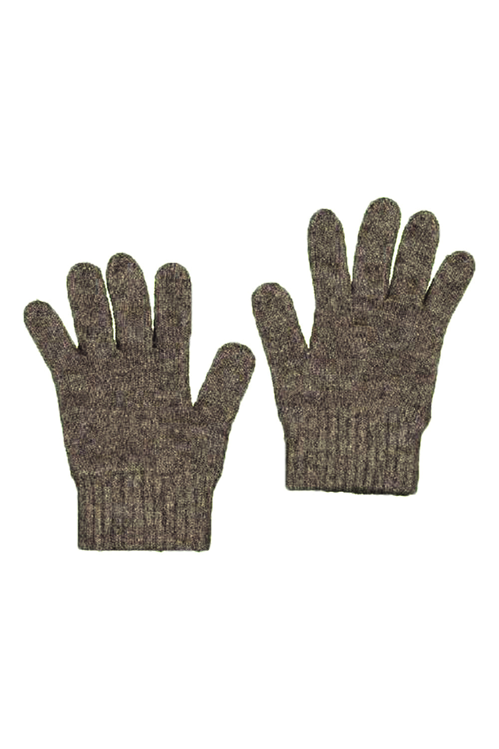 Grey wool knit gloves displayed flat on white background. - Yellow Earth Australia