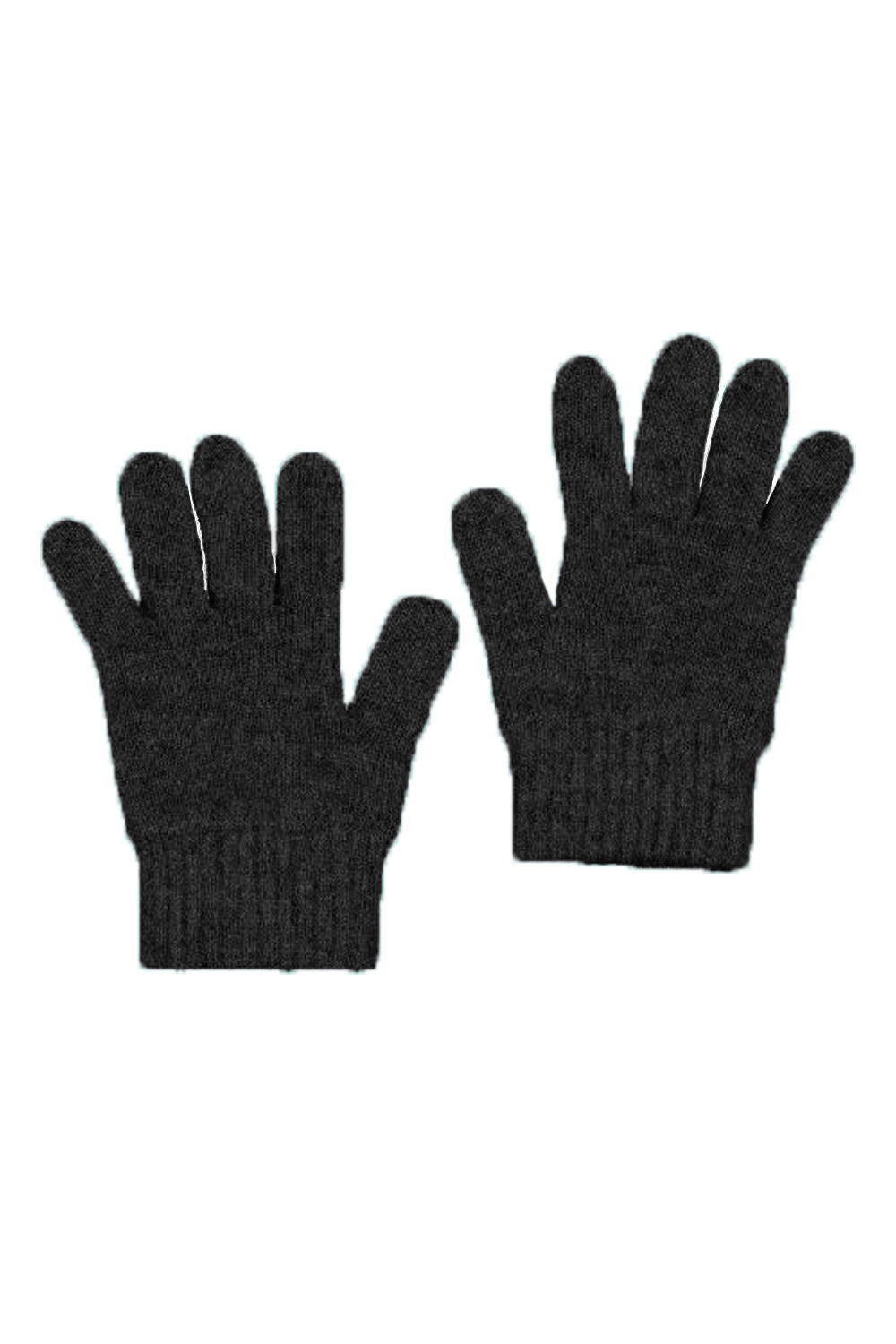 Black wool knit gloves displayed flat on white background. - Yellow Earth Australia