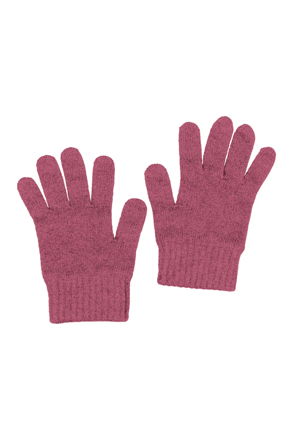 Pair of mauve wool gloves displayed flat against white background. - Yellow Earth Australia