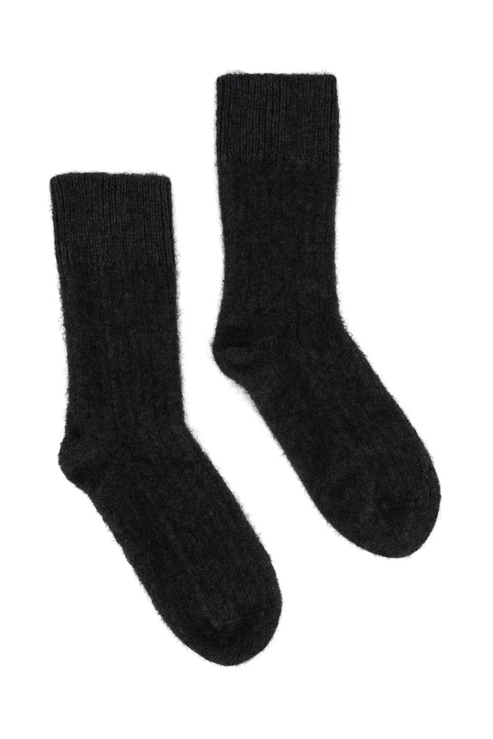 A pair of Yellow Earth's Possum Merino Rib Socks in Charcoal