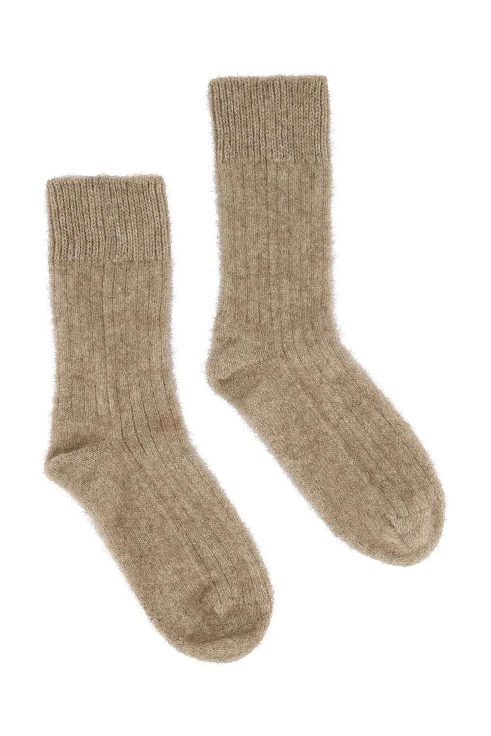A pair of Yellow Earth's Possum Merino Rib Socks in Mocha