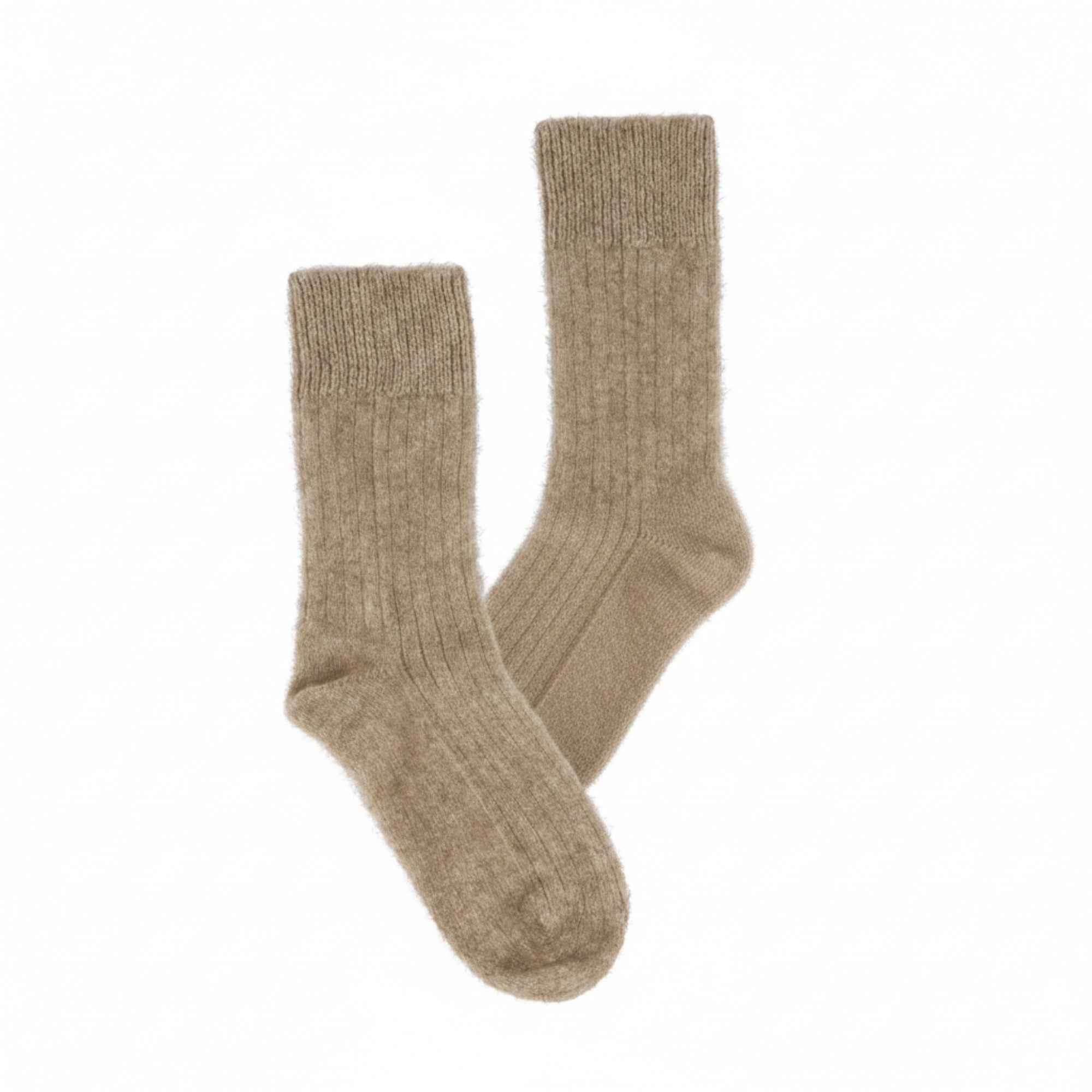 A pair of Yellow Earth's Possum Merino Rib Socks in Mocha