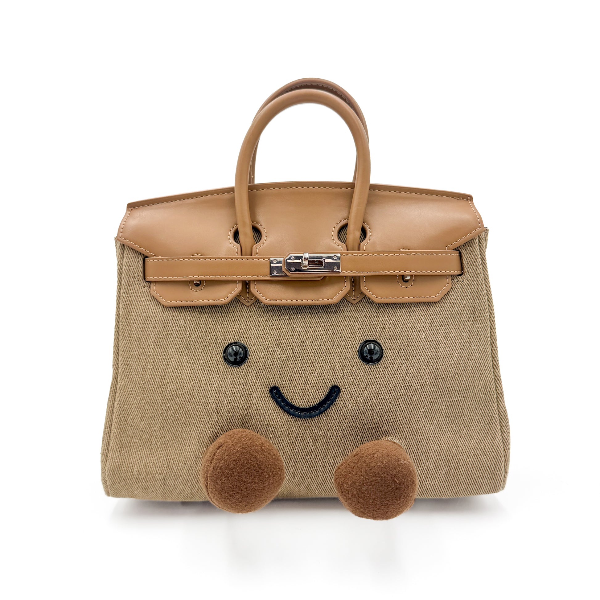 The Jolly Bag - Denim Khaki -Lightweight Plush Handbag - Viral Sensation - Front