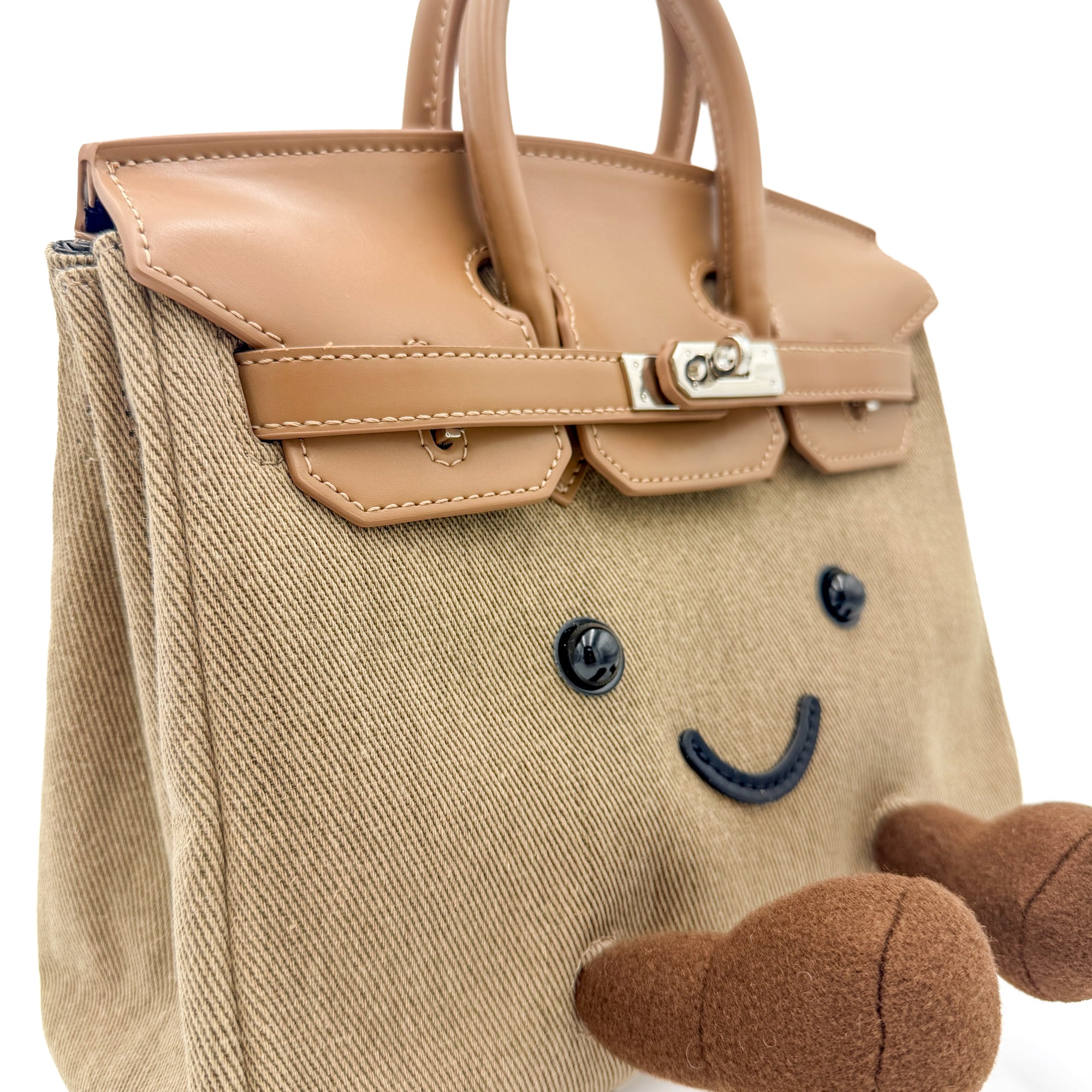 The Jolly Bag - Denim Khaki -Lightweight Plush Handbag - Viral Sensation - Side Zoomed