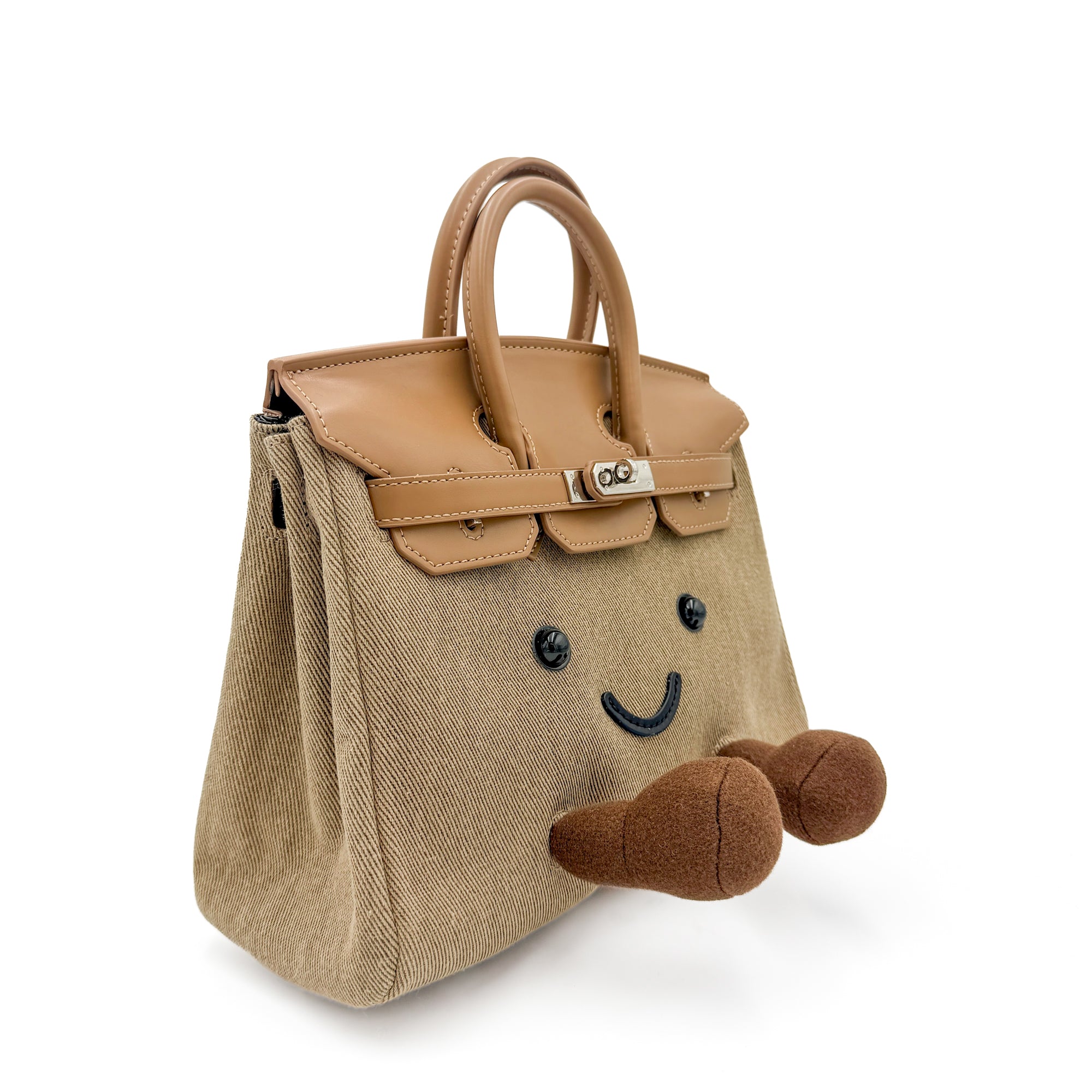The Jolly Bag - Denim Khaki -Lightweight Plush Handbag - Viral Sensation - Side