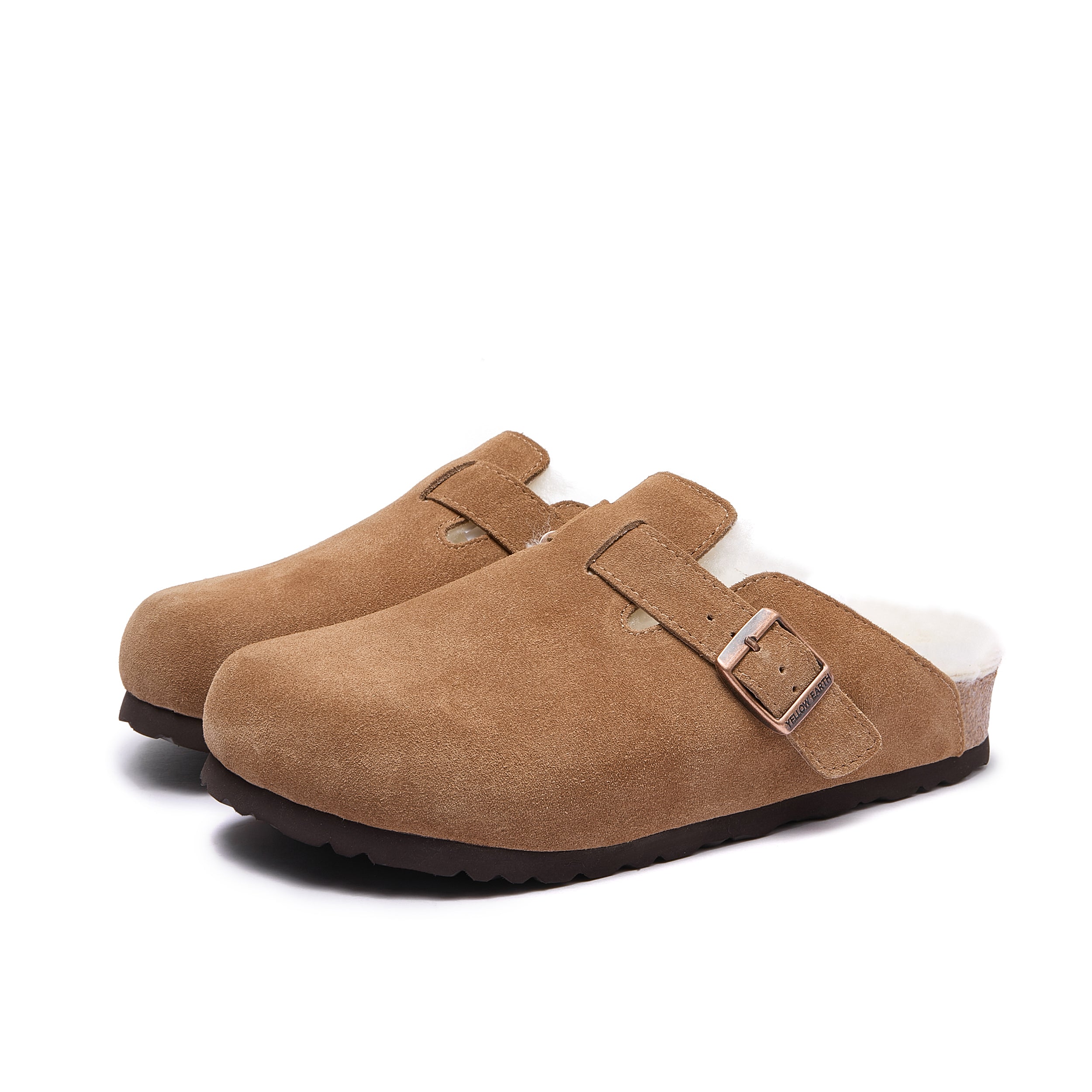 Robin Wool-Lined - Mink - Premium Suede Clogs with Sheepskin Lining - Pair
