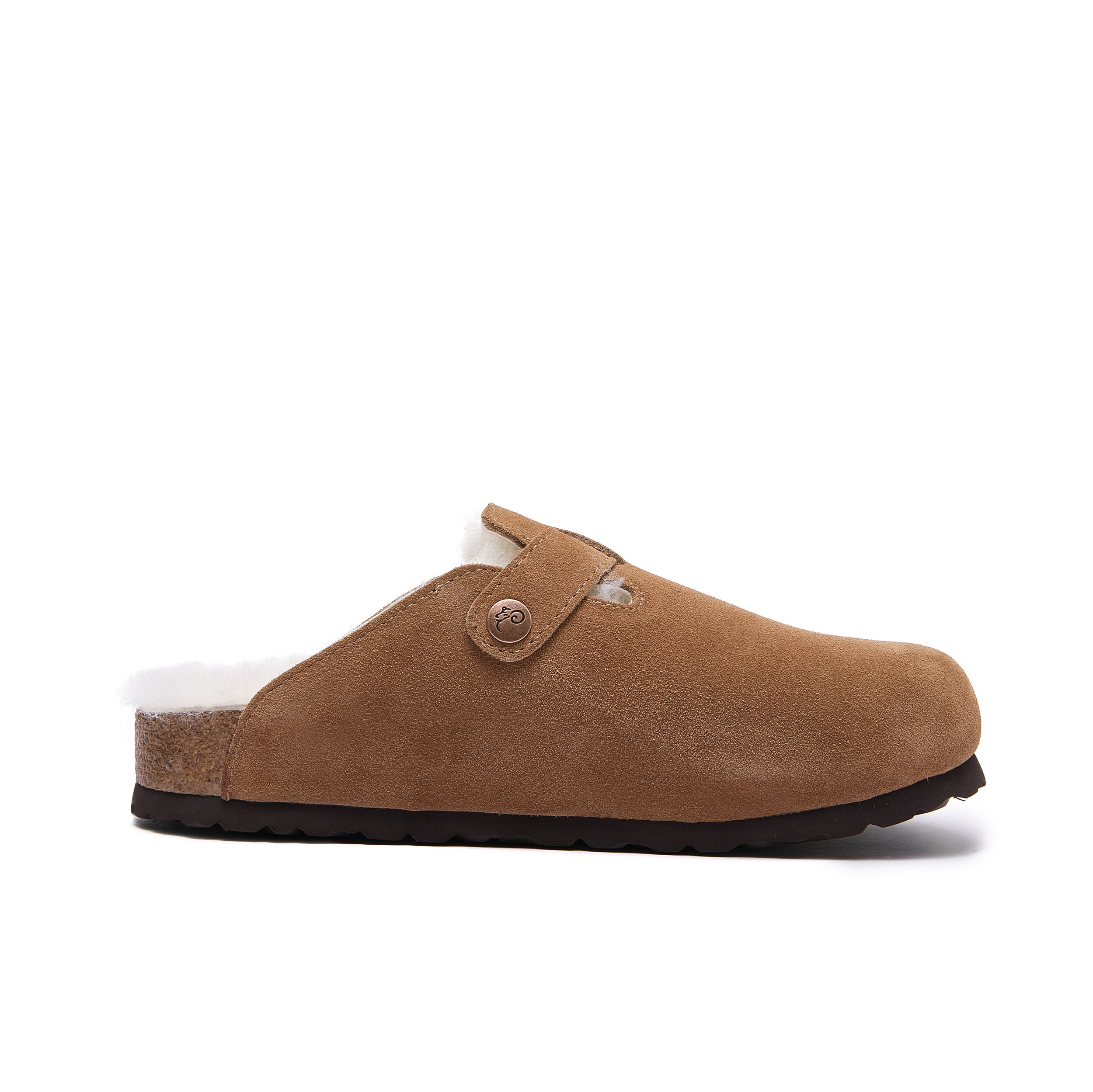 Robin Wool-Lined - Mink - Premium Suede Clogs with Sheepskin Lining