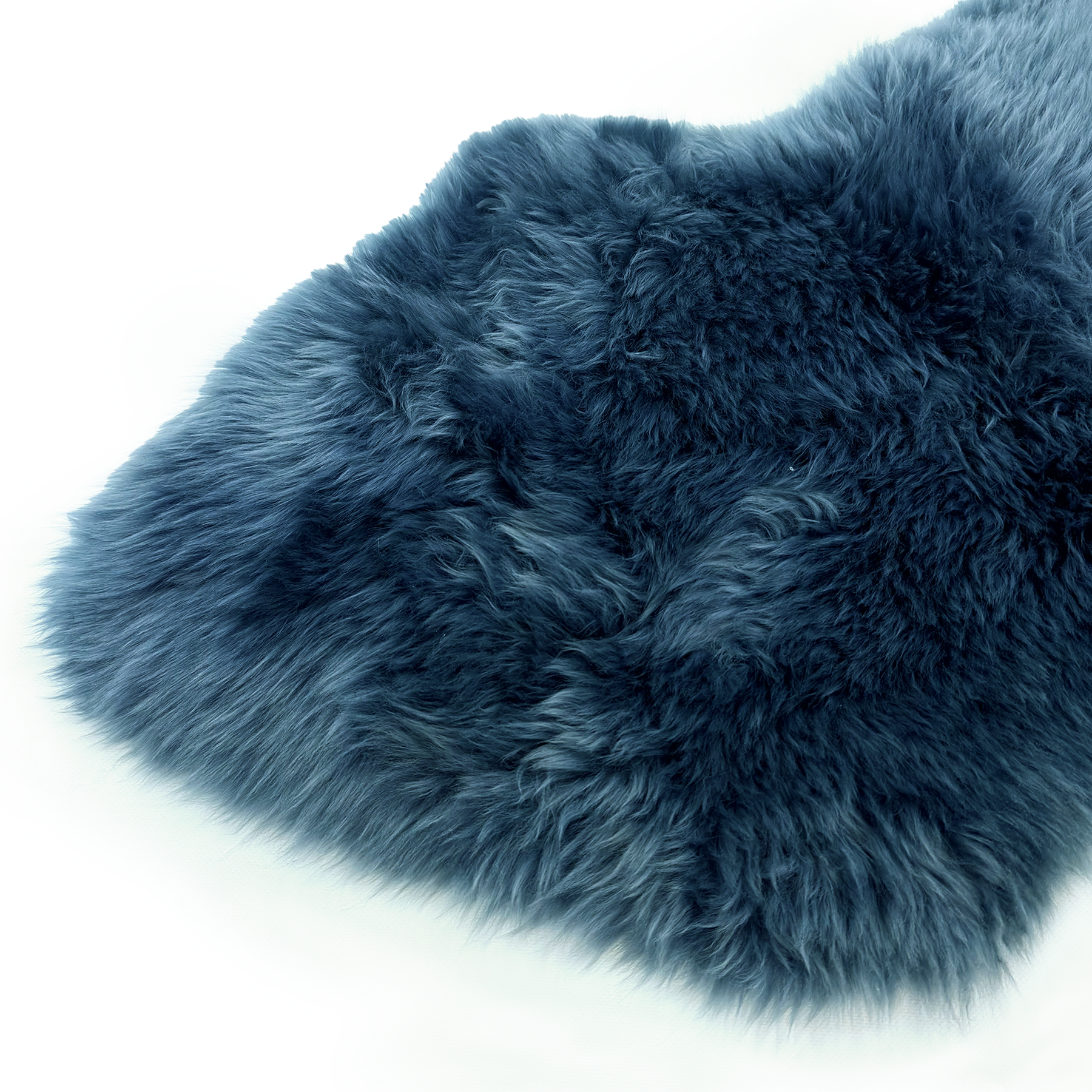 Teal blue Australian sheepskin rug with thick wool pile viewed from above. - Yellow Earth Australia