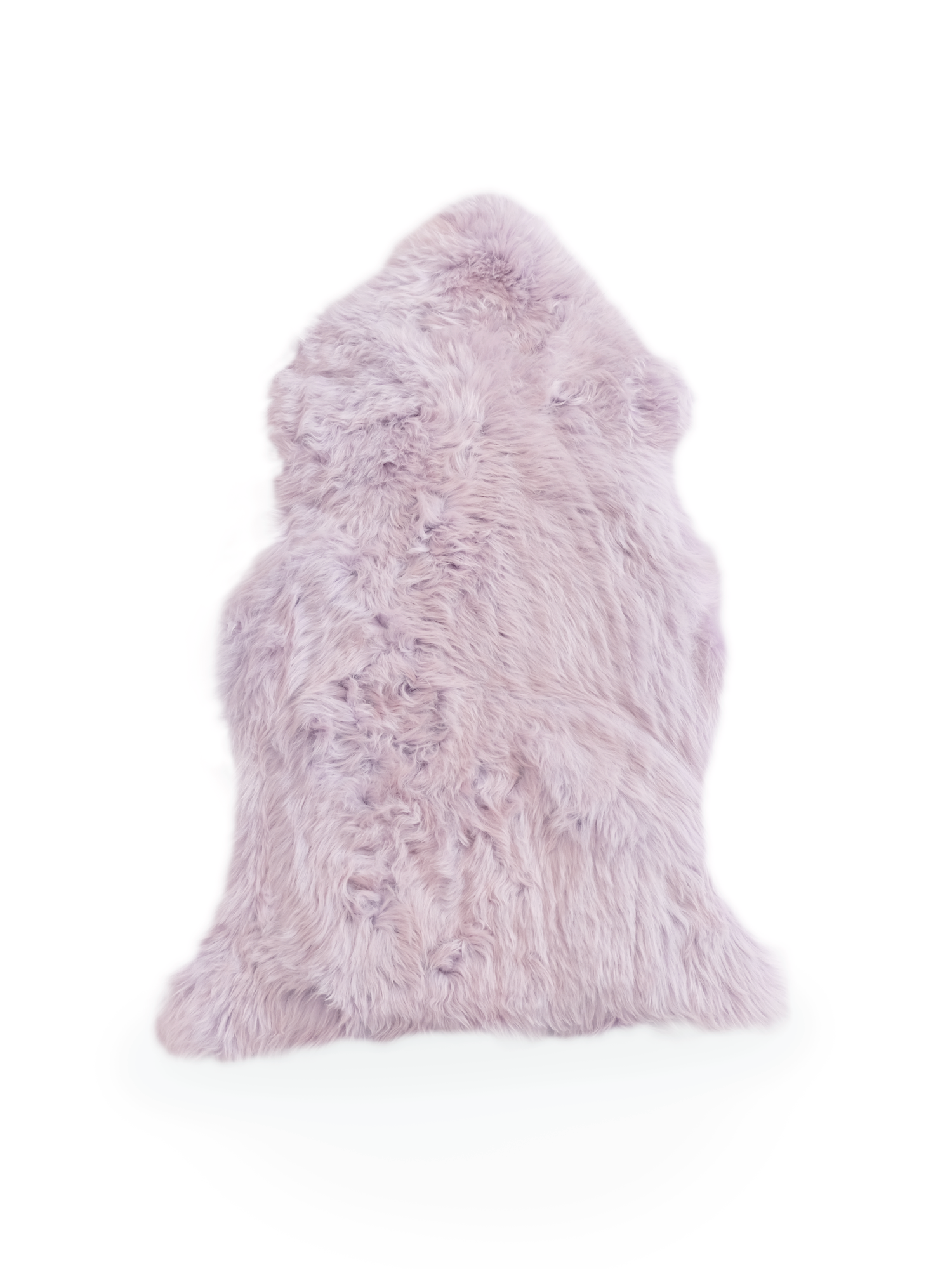 Lavender sheepskin rug with soft fluffy wool texture, top-down view. - Yellow Earth Australia