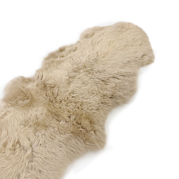 Sheepskin Rug - Linen - Super Double Length (200x60-65cm) - Long Wool Australian Merino Sheepskin