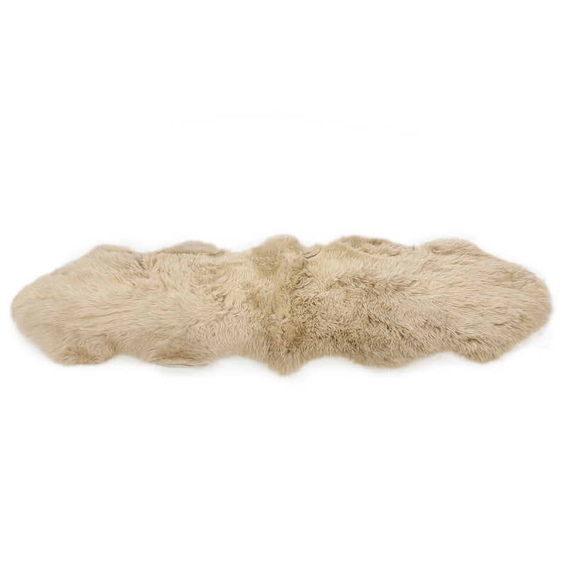 Sheepskin Rug - Linen - Super Double Length (200x60-65cm) - Long Wool Australian Merino Sheepskin