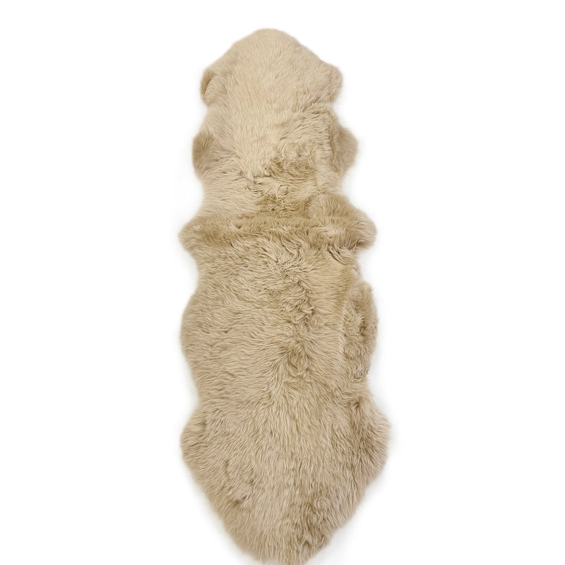 Sheepskin Rug - Linen - Super Double Length (200x60-65cm) - Long Wool Australian Merino Sheepskin