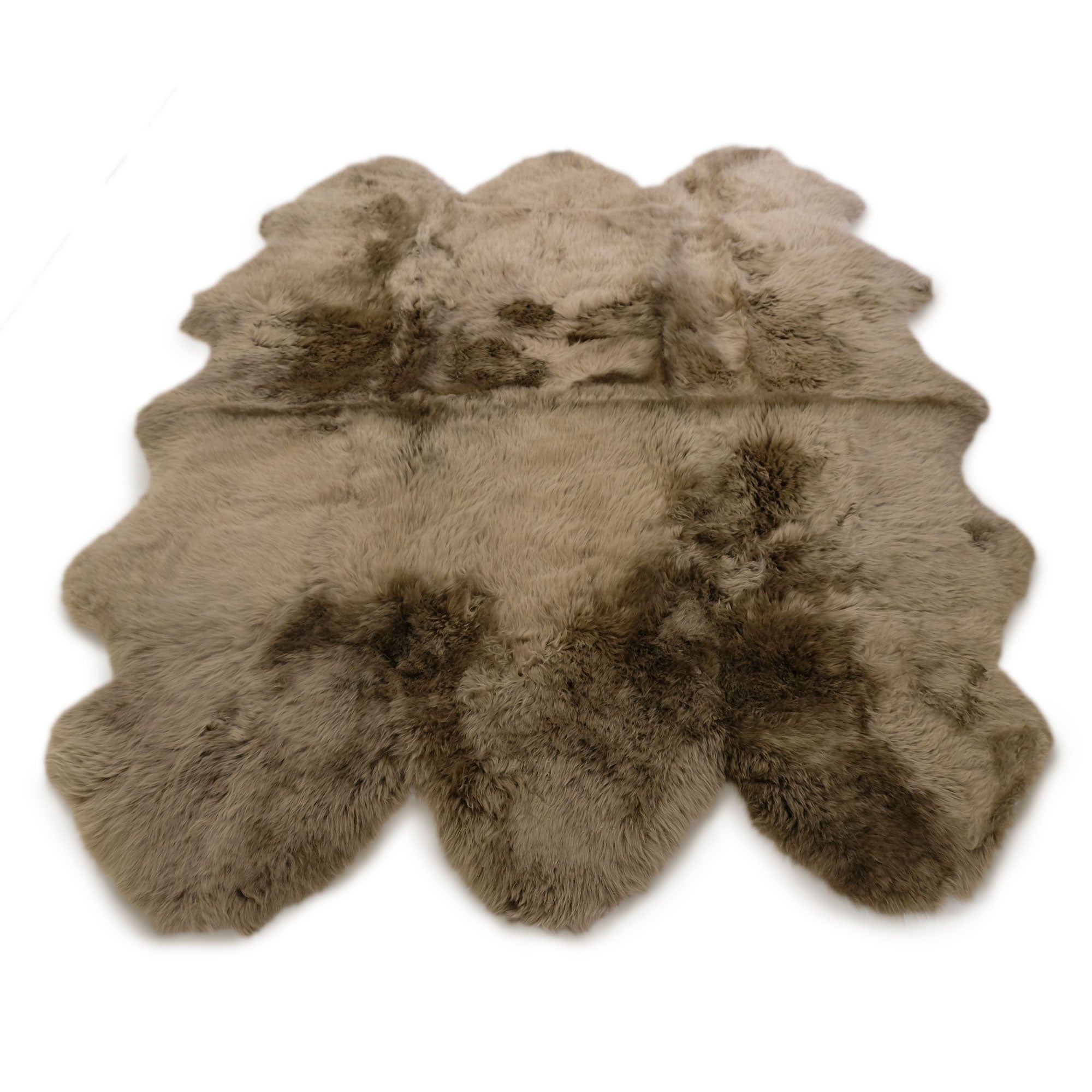 Sheepskin rug in natural beige tones with soft wool texture, overhead view. - Yellow Earth Australia