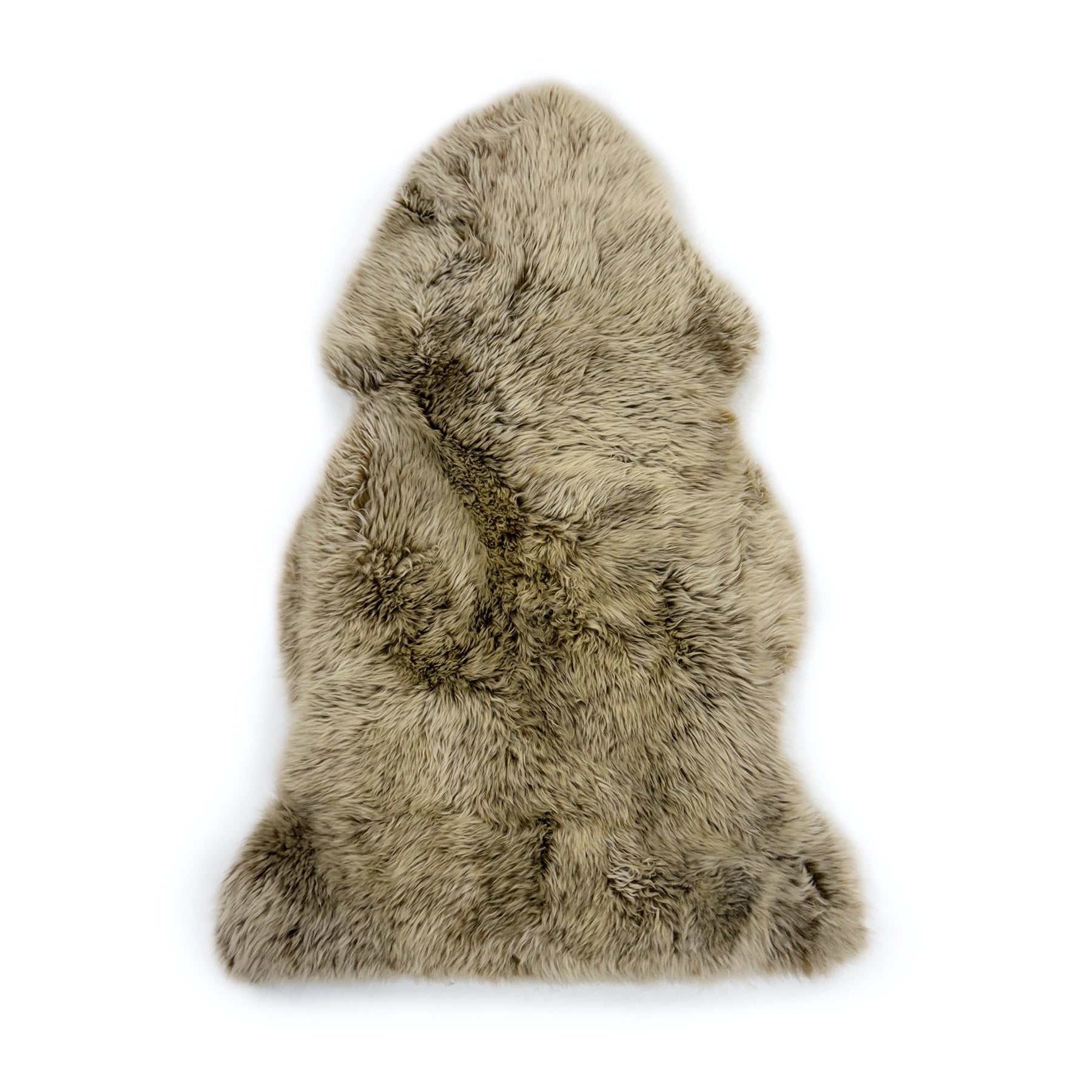 Ivory sheepskin rug with natural wool texture viewed from above on white background. - Yellow Earth Australia