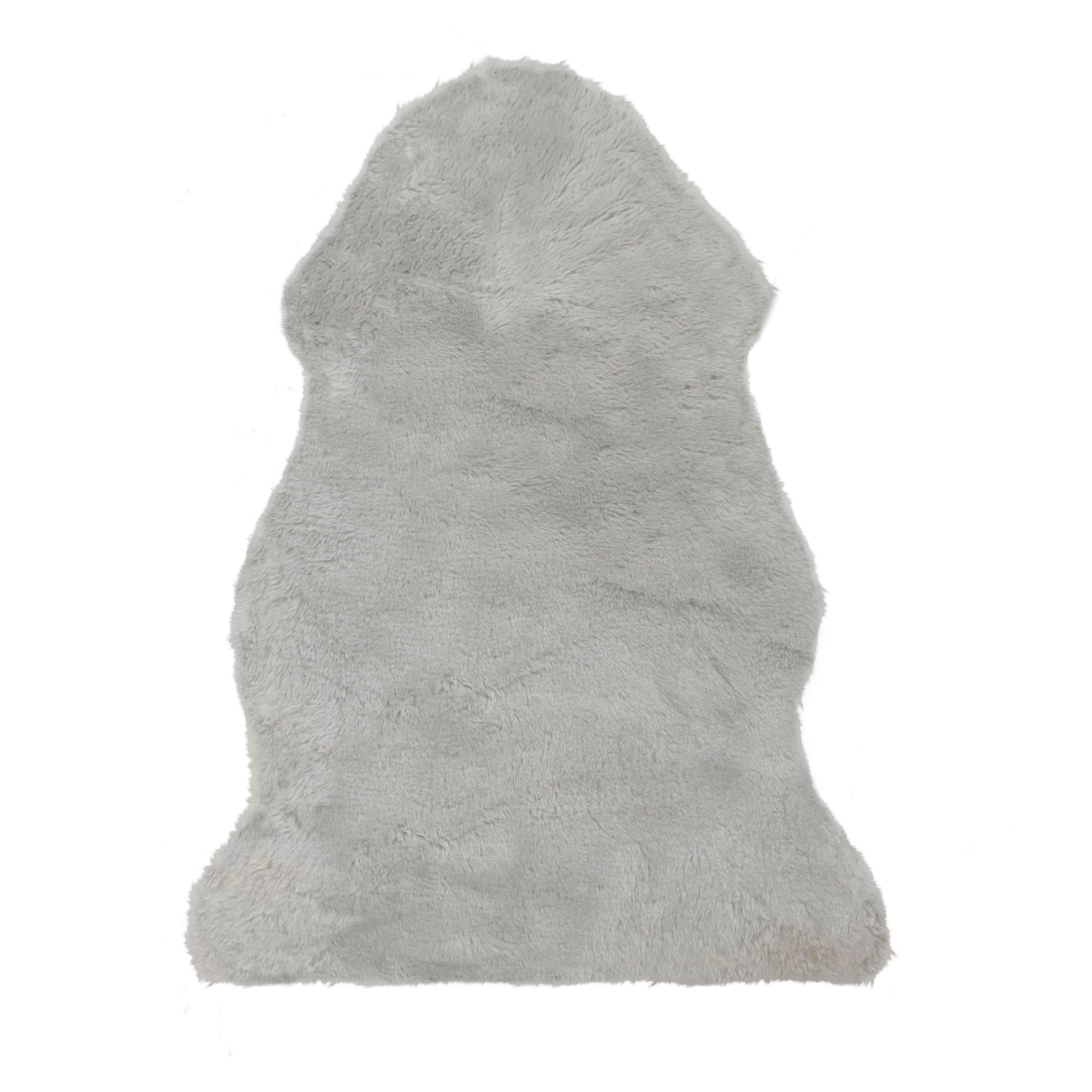 Sheepskin rug in light grey, viewed from above on white background. - Yellow Earth Australia