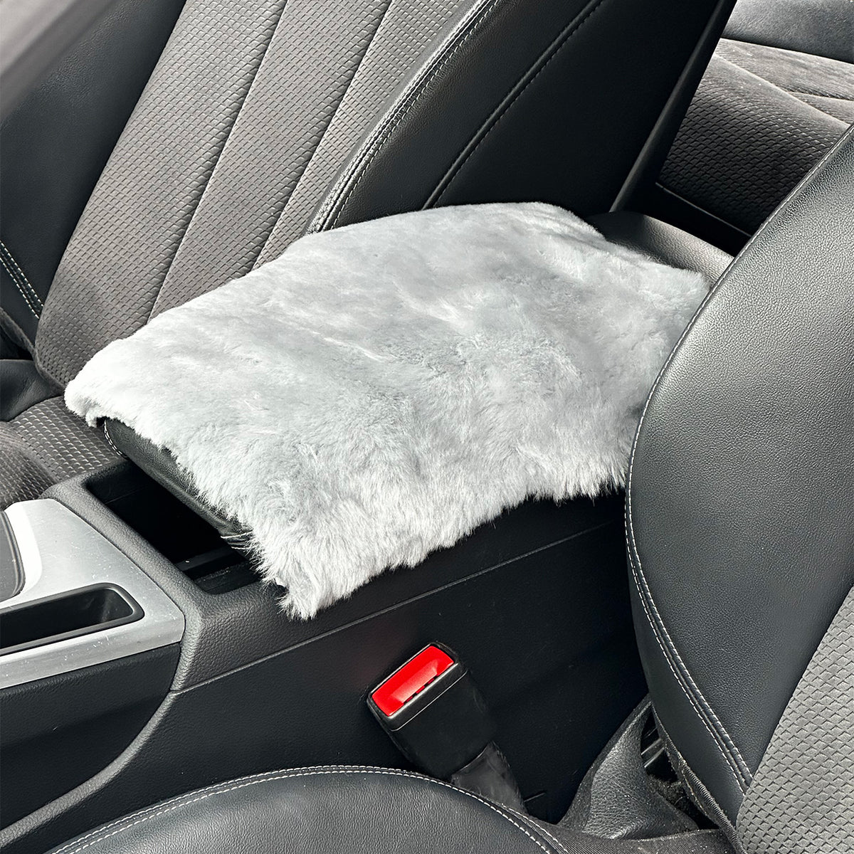 Sheepskin Car Console Cover — Genuine Australian Sheepskin Armrest Cover - Grey