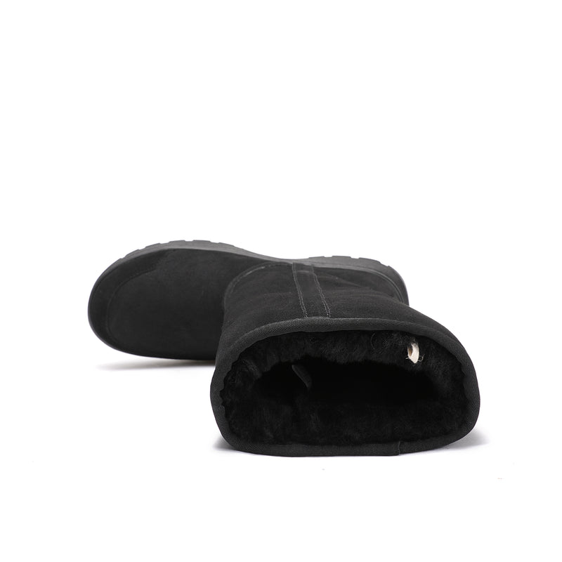 Hiking High Boot - Classic Men's Women's Genuine Australian Sheepskin Boot with Heavy Duty Outdoor Sole - Black