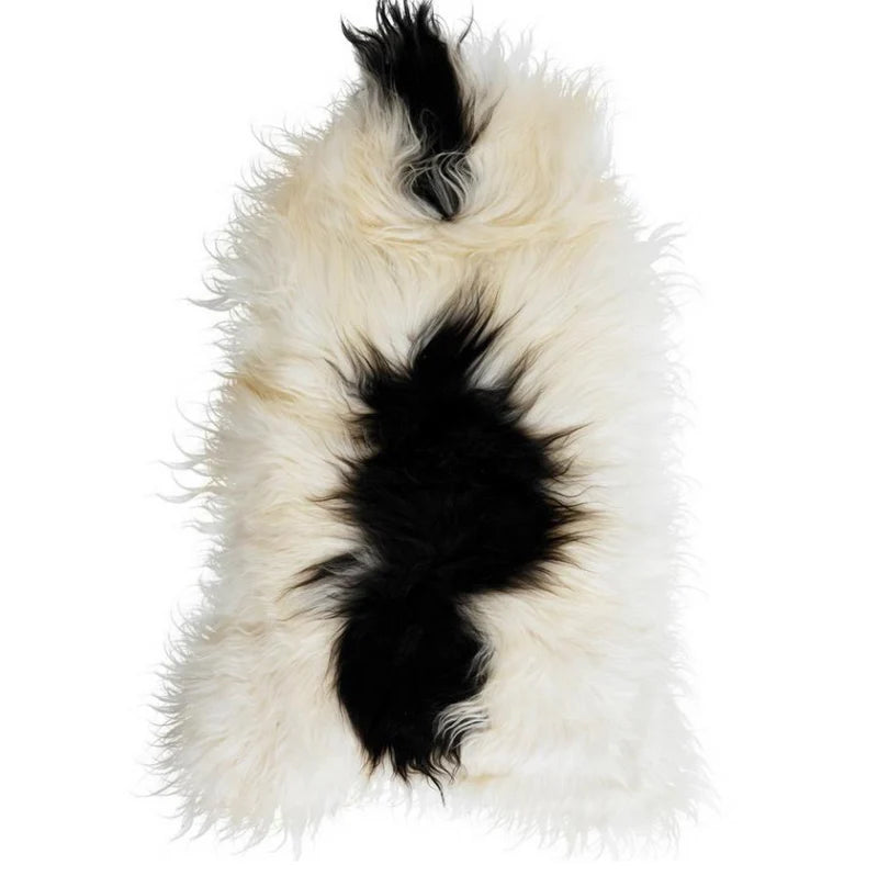 Icelandic Sheepskin Rug — XXL, 100% Genuine Long Wool - Dalmatian Black