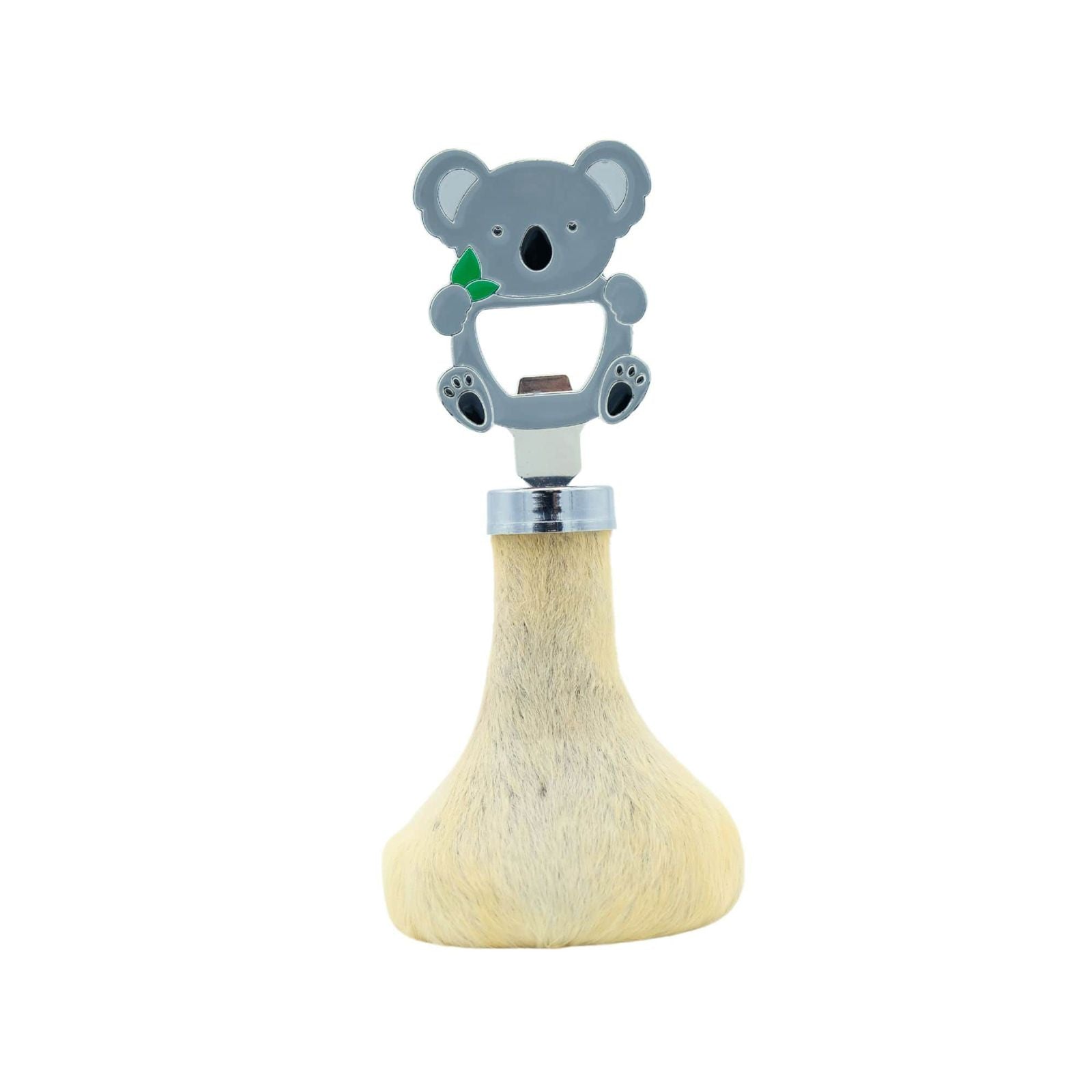 Cute koala-shaped brush with natural sheepskin bristles and gray polymer head. - Yellow Earth Australia