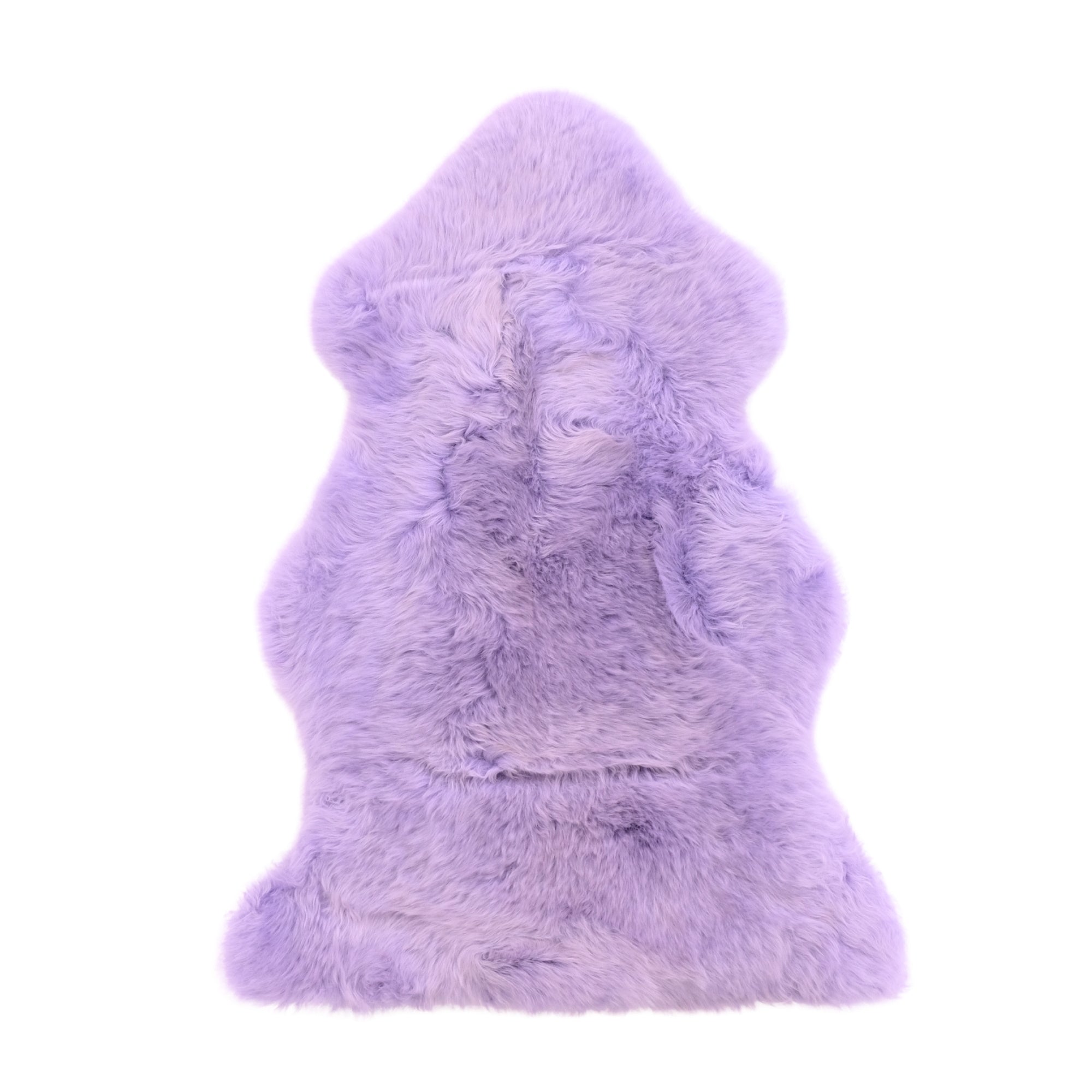Lavender sheepskin rug with soft woolly fleece texture, top view. - Yellow Earth Australia