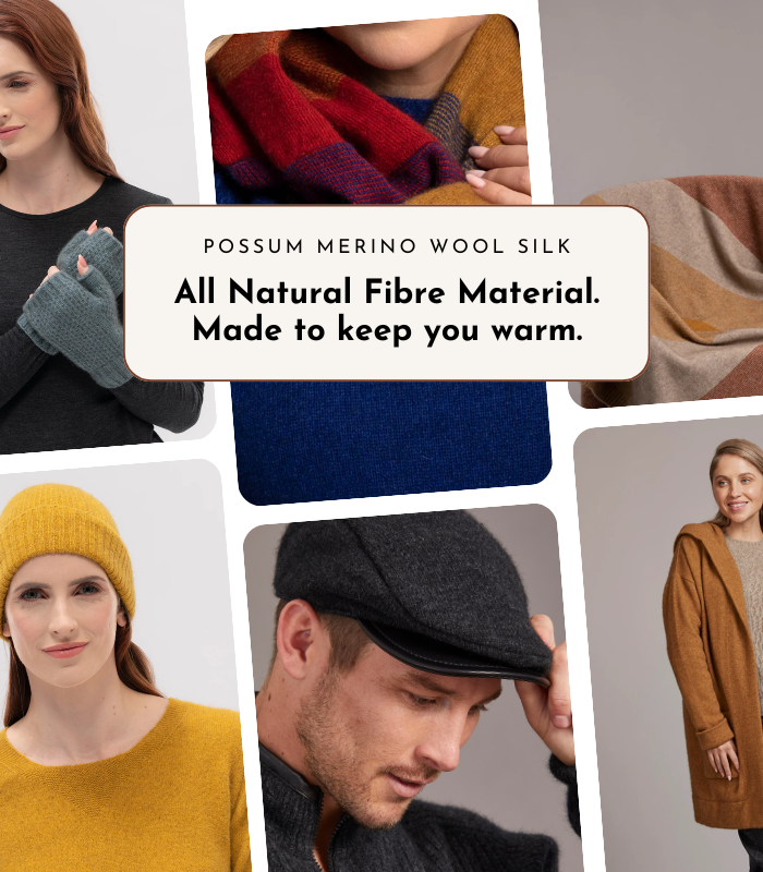 Possum Merino Wool Silk - All Natural Fibre Material. Made to keep you warm.