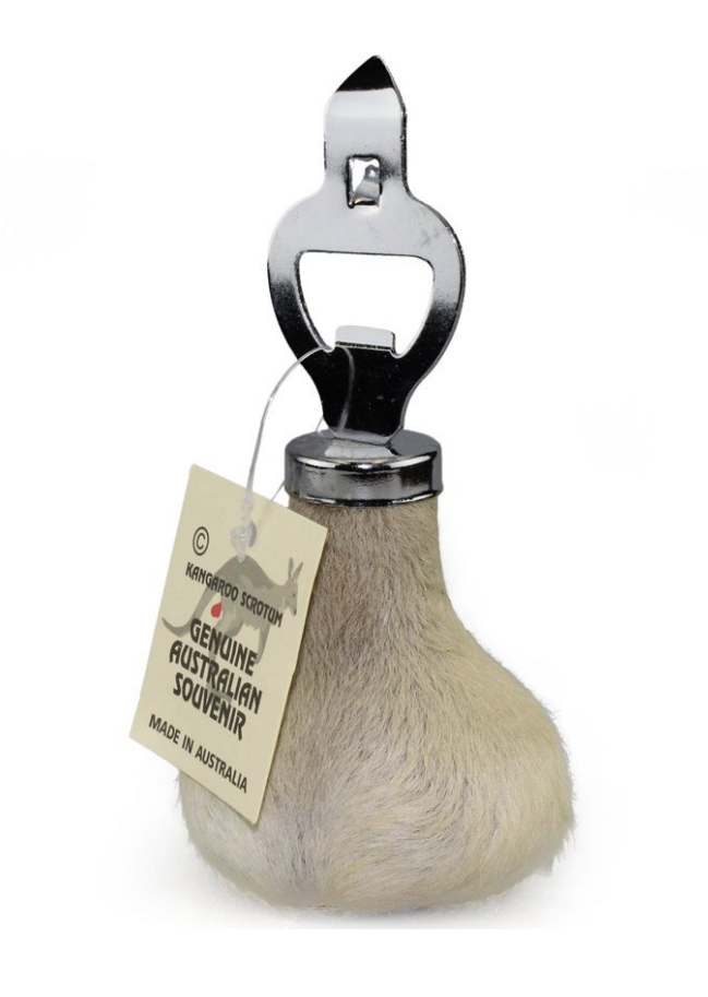 Cream sheepskin souvenir bell with metal top and handle, front view. - Yellow Earth Australia