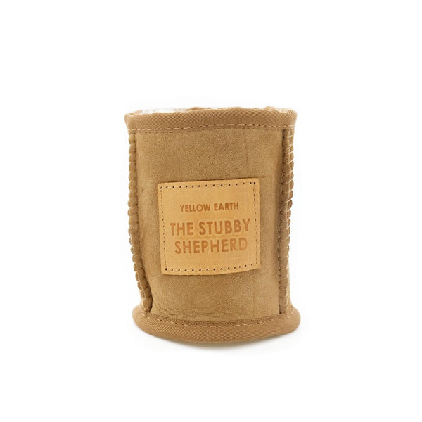 Sheepskin Stubby Holder - The Stubby Shepherd – Genuine Aussie Sheepskin - Yellow Earth