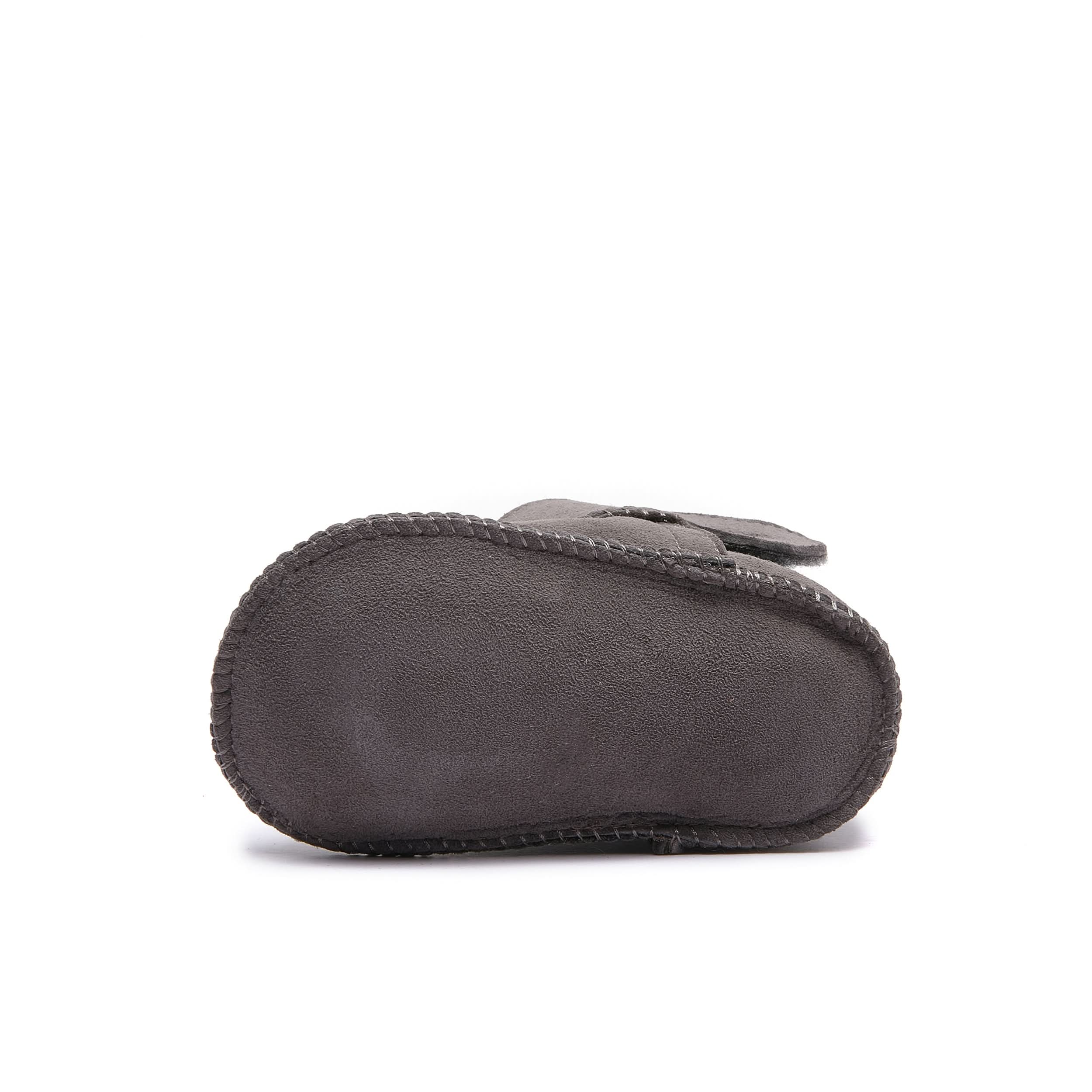 Baby Mini Ugg Booties 0-24 Months - Grey - Handmade Premium Australian Merino Wool & Sheepskin