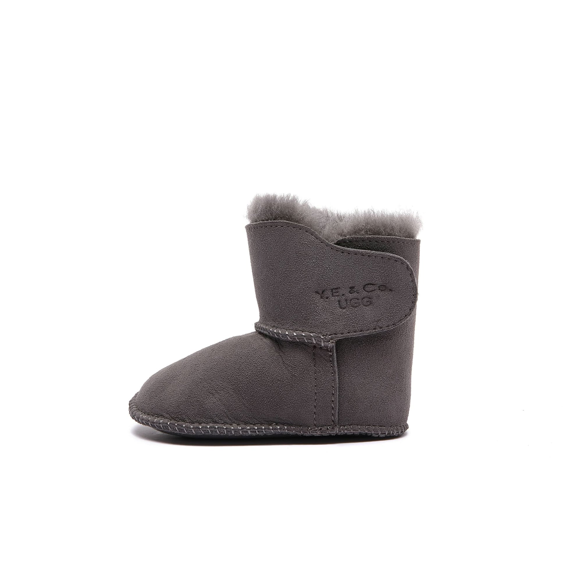 Baby Mini Ugg Booties 0-24 Months - Grey - Handmade Premium Australian Merino Wool & Sheepskin