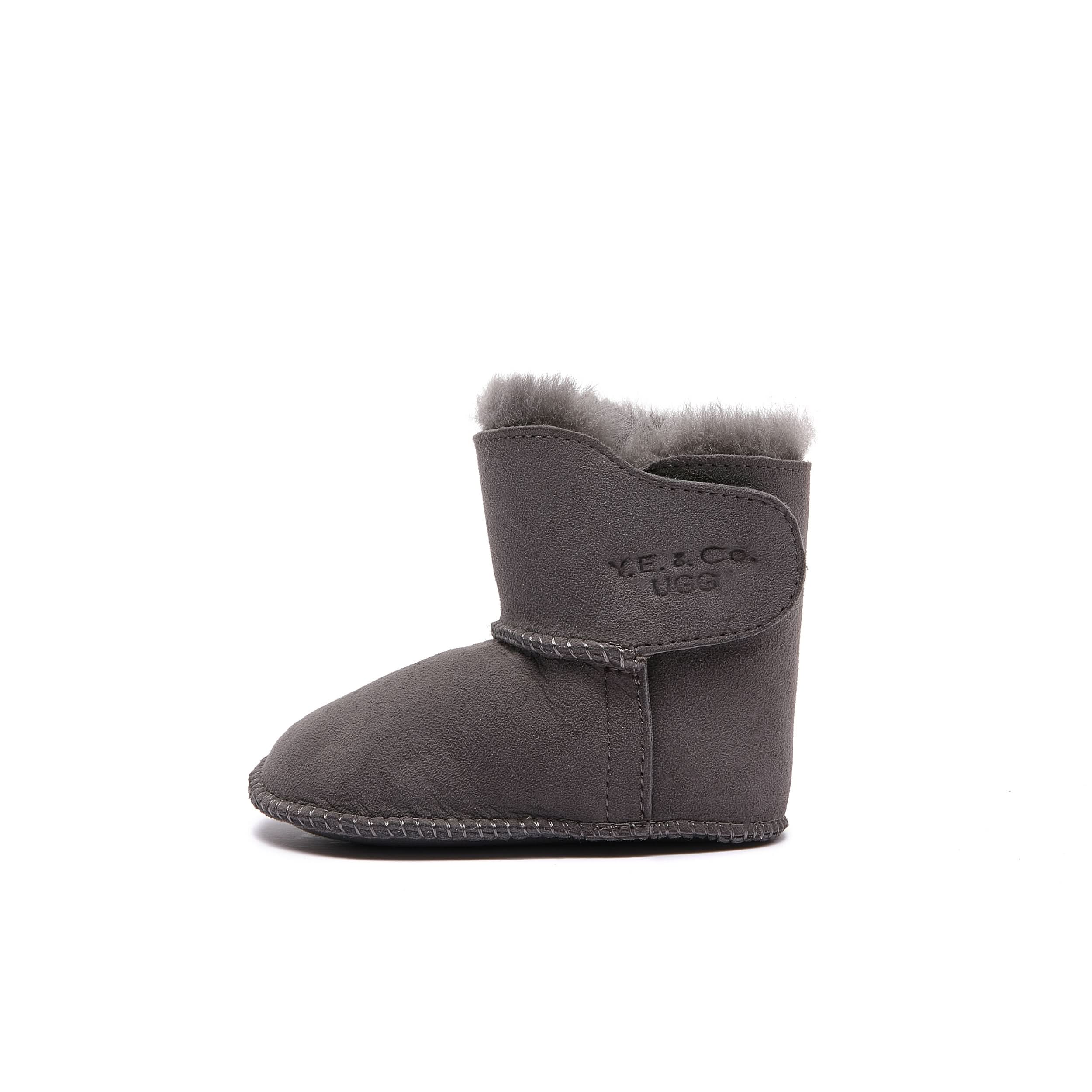 Baby Mini Ugg Booties 0-24 Months - Grey - Handmade Premium Australian Merino Wool & Sheepskin