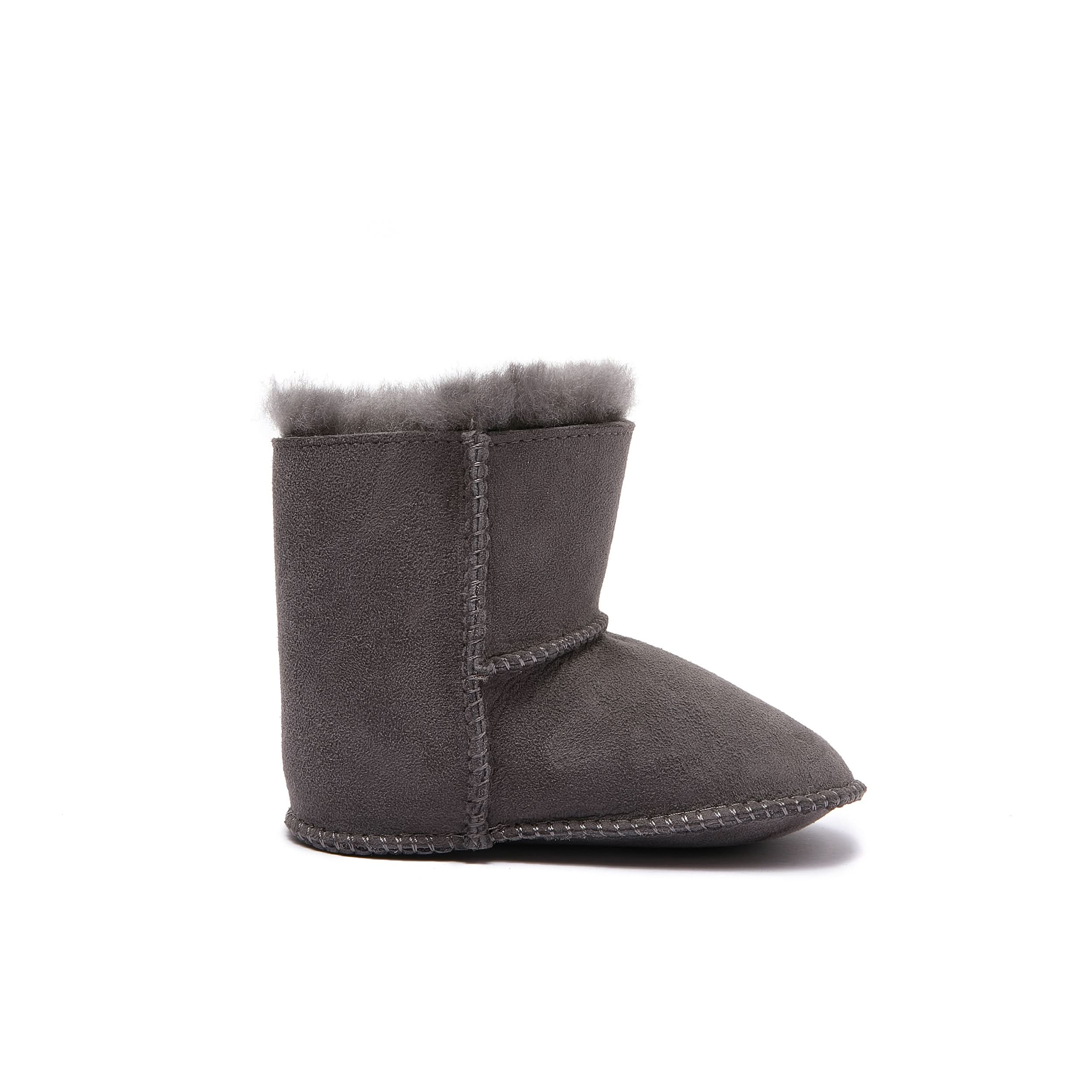 Baby Mini Ugg Booties 0-24 Months - Grey - Handmade Premium Australian Merino Wool & Sheepskin