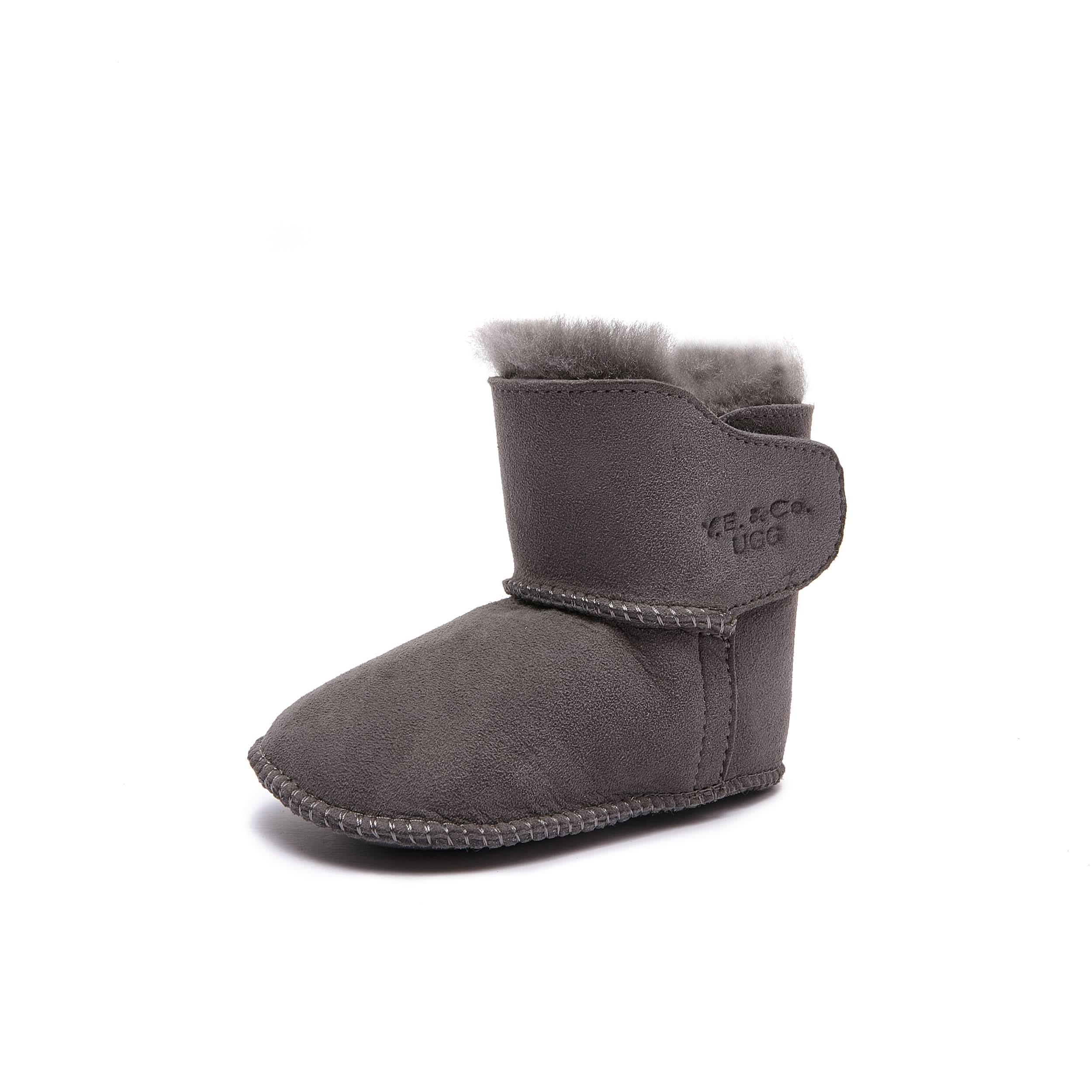 Baby Mini Ugg Booties 0-24 Months - Grey - Handmade Premium Australian Merino Wool & Sheepskin