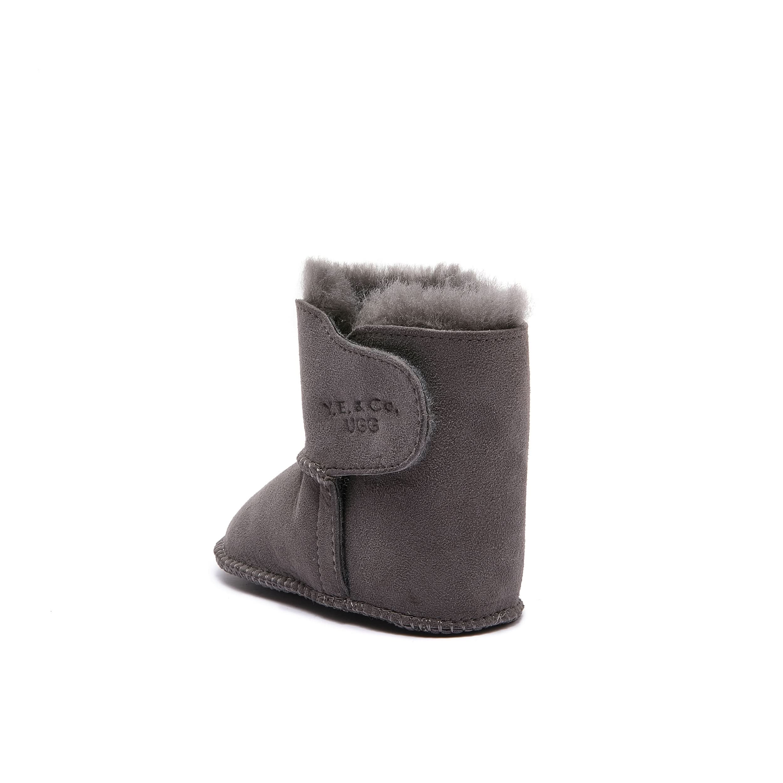 Baby Mini Ugg Booties 0-24 Months - Grey - Handmade Premium Australian Merino Wool & Sheepskin