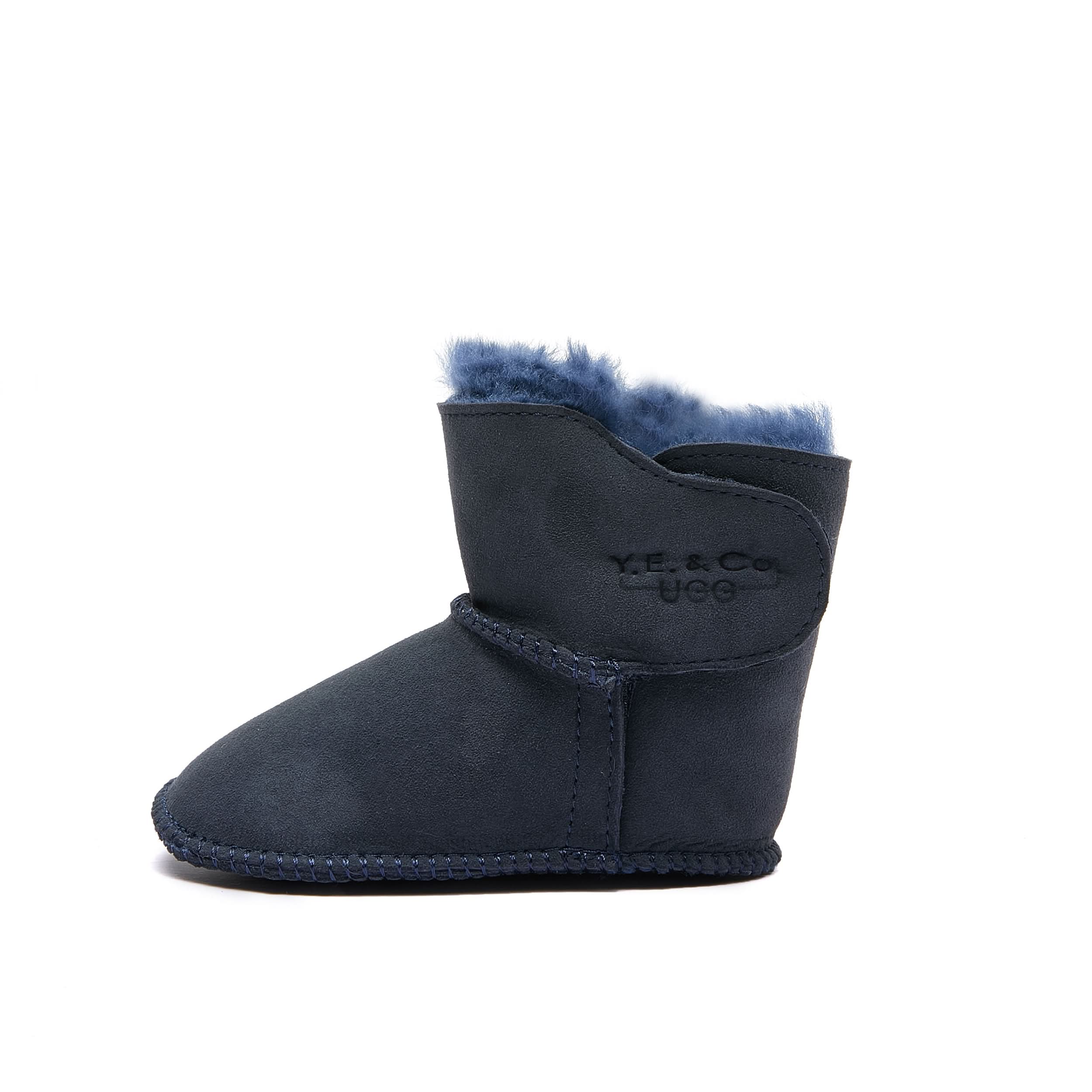 Baby Mini Ugg Booties 0-24 Months - Navy - Handmade Premium Australian Merino Wool & Sheepskin