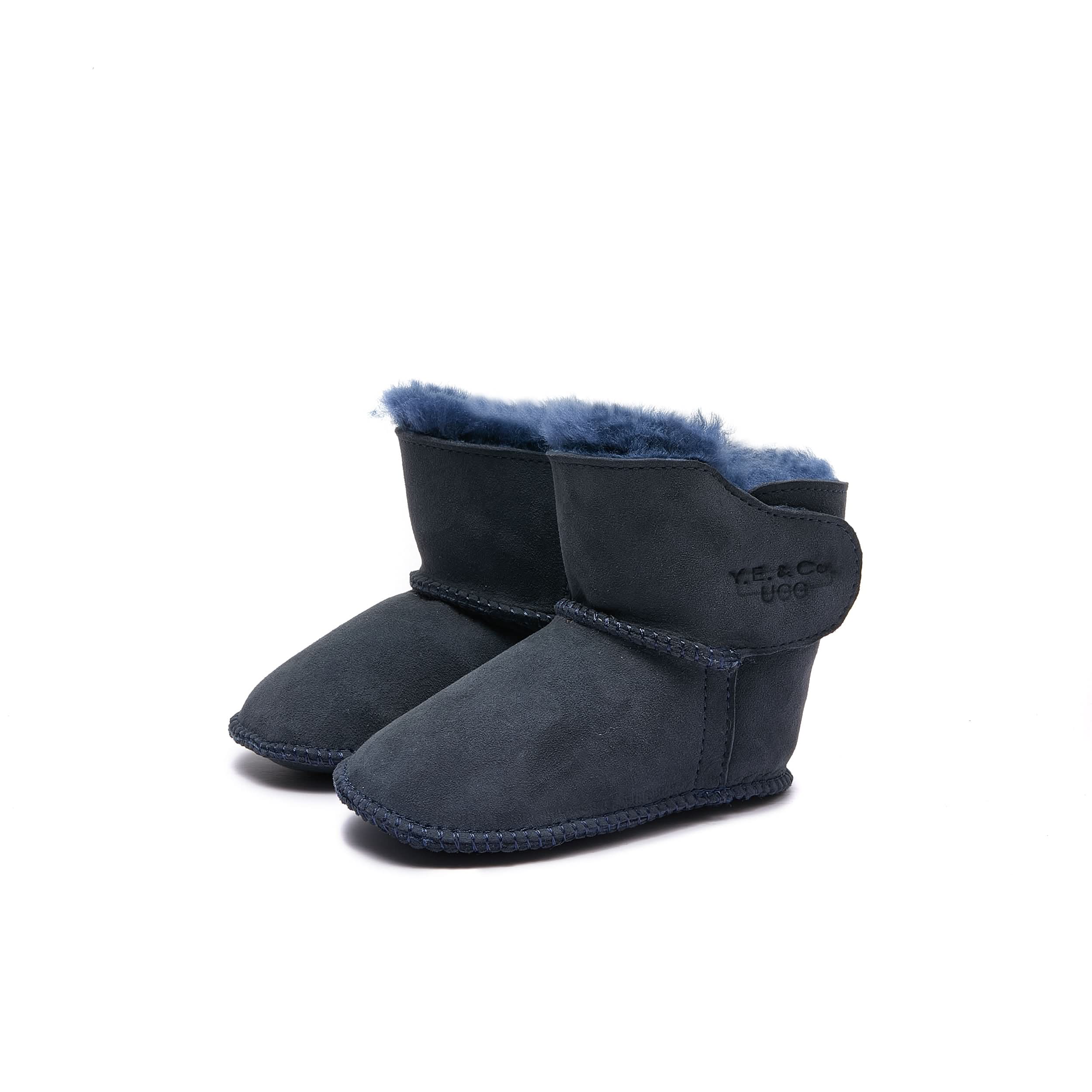 Baby Mini Ugg Booties 0-24 Months - Navy - Handmade Premium Australian Merino Wool & Sheepskin