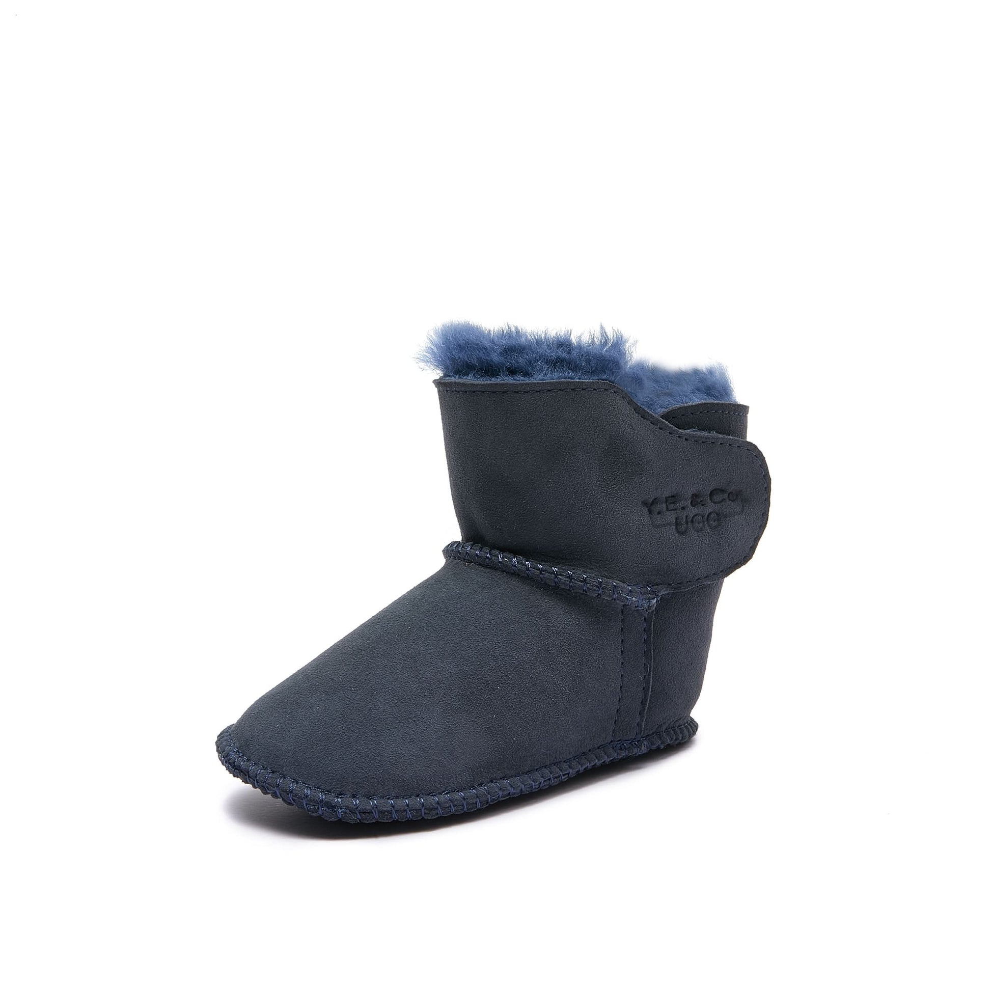 Baby Mini Ugg Booties 0-24 Months - Navy - Handmade Premium Australian Merino Wool & Sheepskin