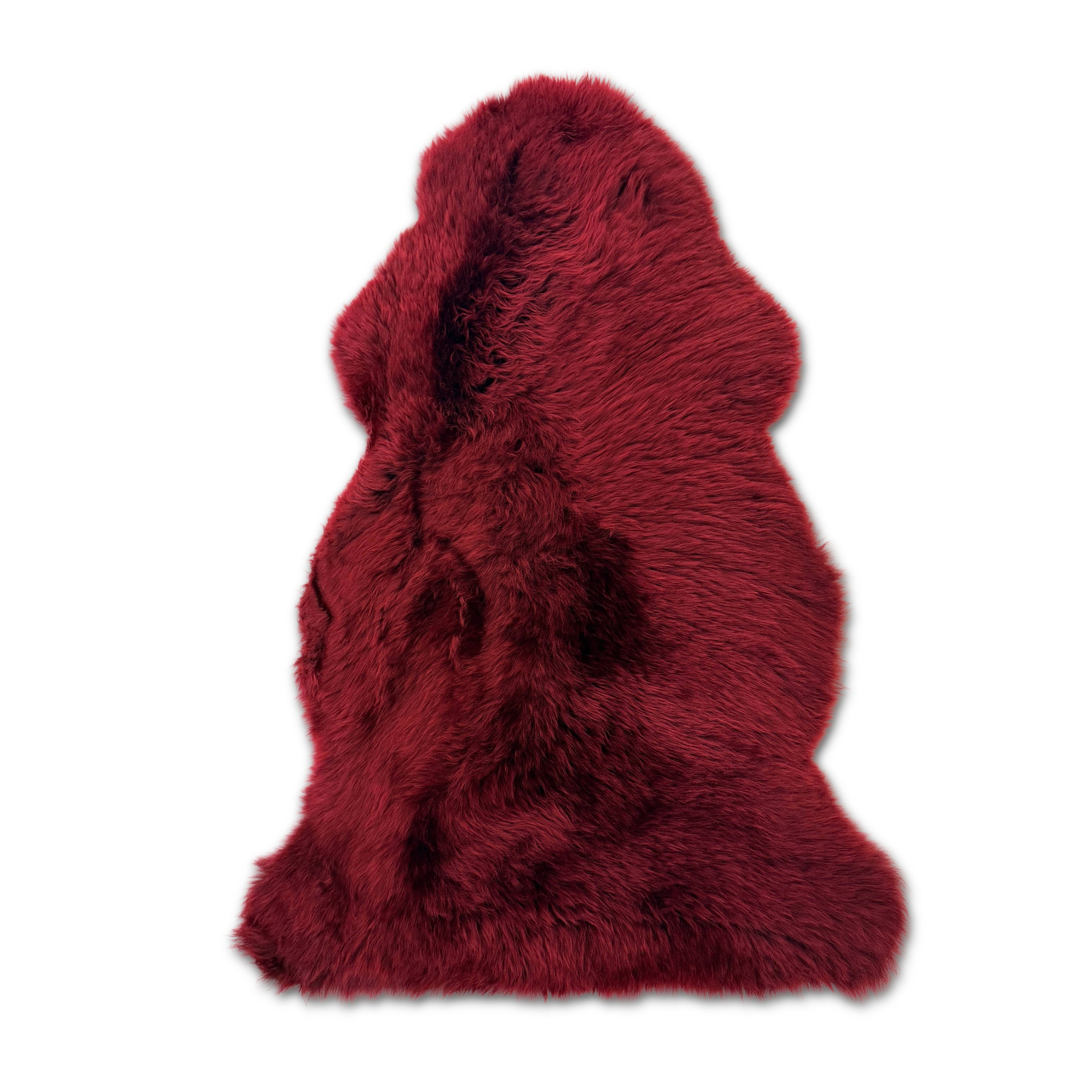 Burgundy XXL Long Wool Australian Merino Sheepskin Rug